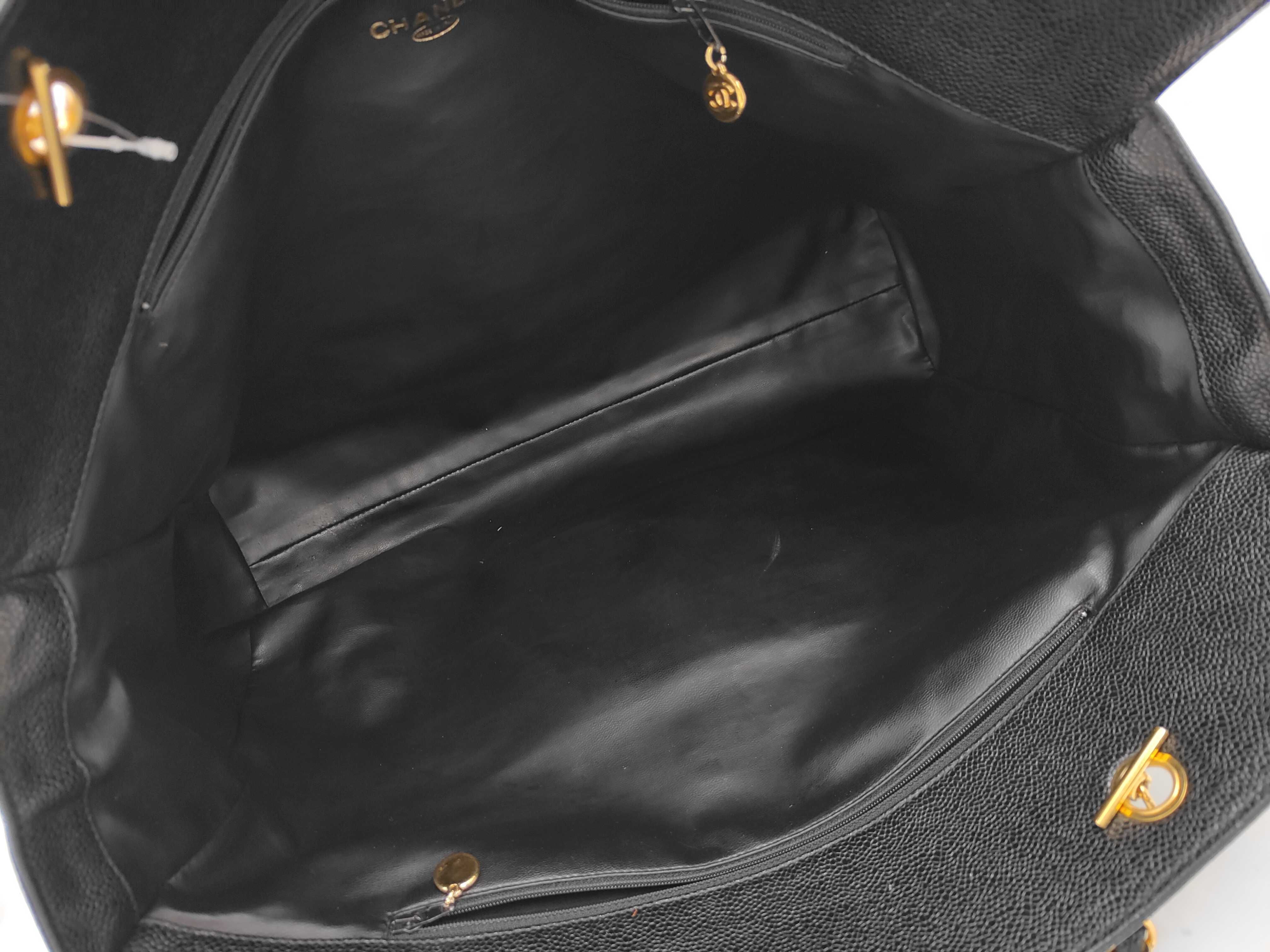 Caviar Skin Coco Mark Chain Tote Shoulder Bag — view 9