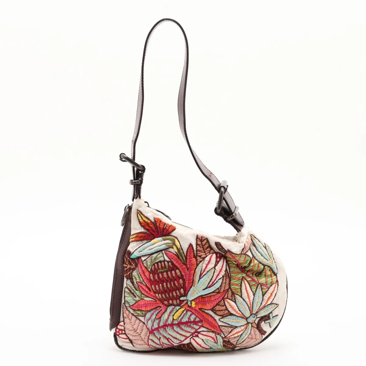 8BR128 Canvas x Leather One-Shoulder Bag, White — view 2