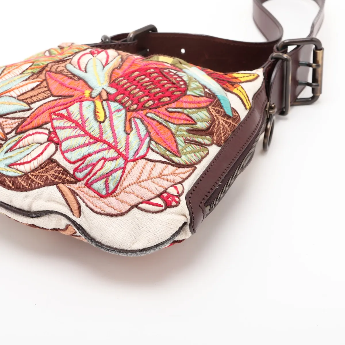 8BR128 Canvas x Leather One-Shoulder Bag, White — view 3