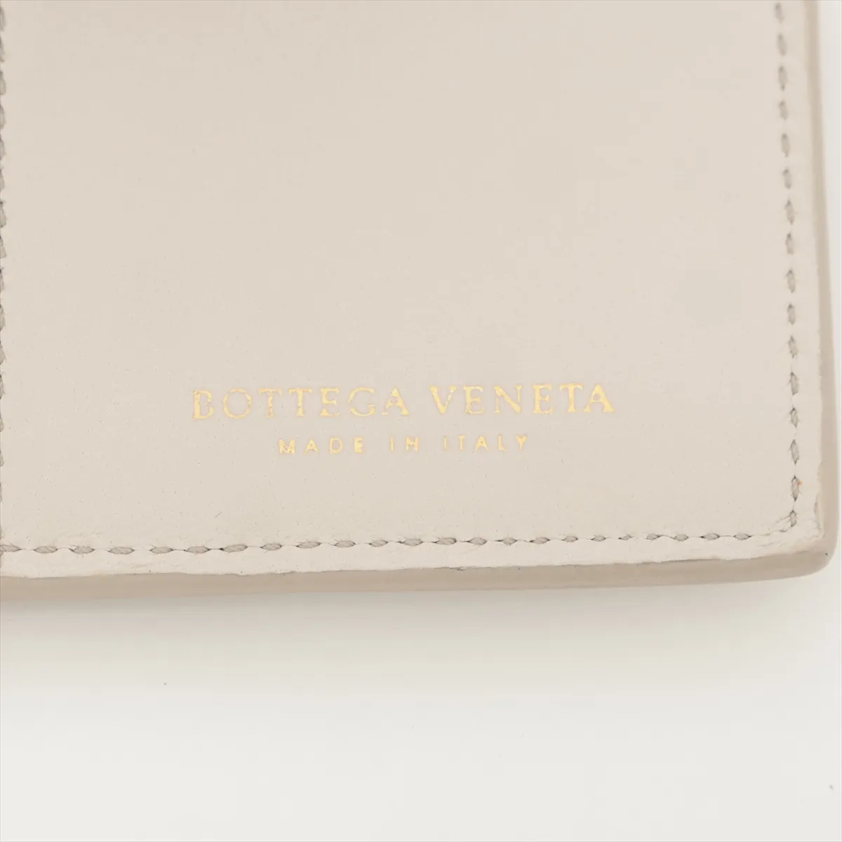 Intrecciato Leather Compact Wallet, Ivory — view 8