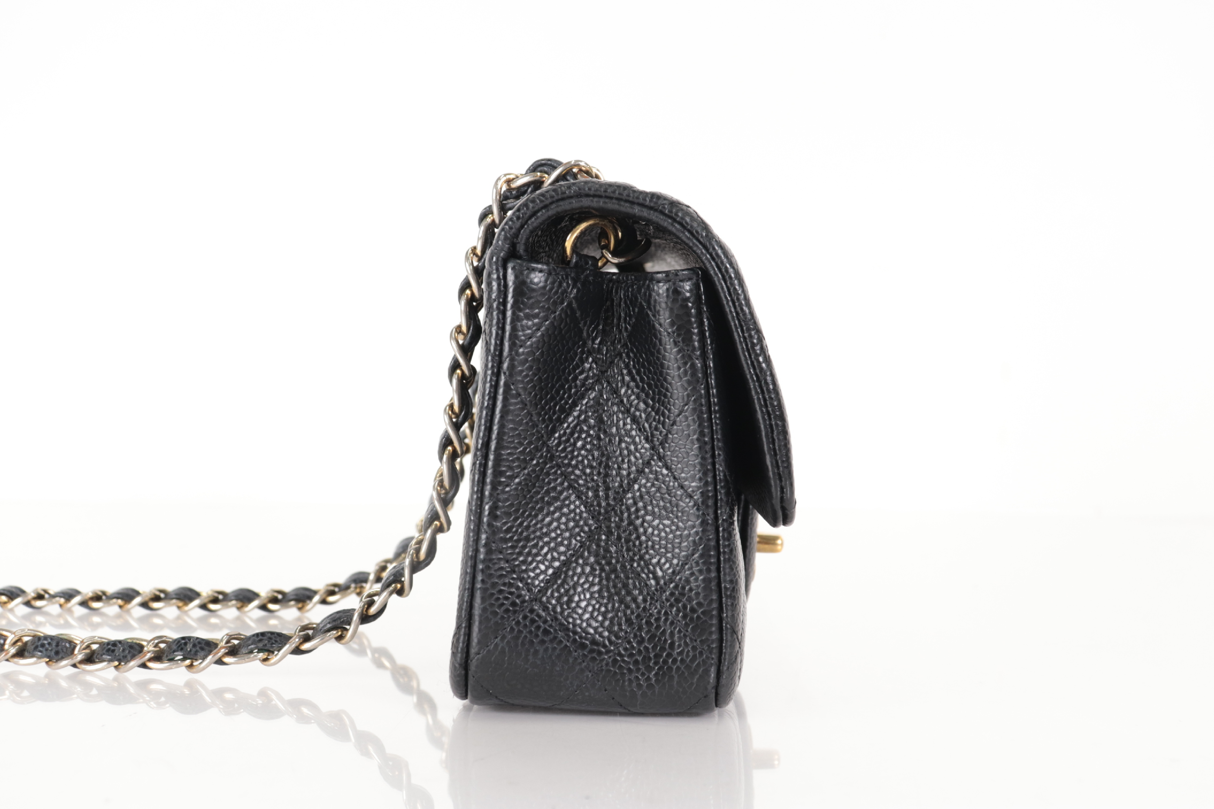 Turnlock Caviar Mini Chain Shoulder Bag (Serial No. 22) — view 3
