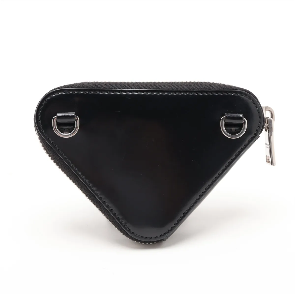 Triangle Leather Chain Shoulder Bag, Black — view 2