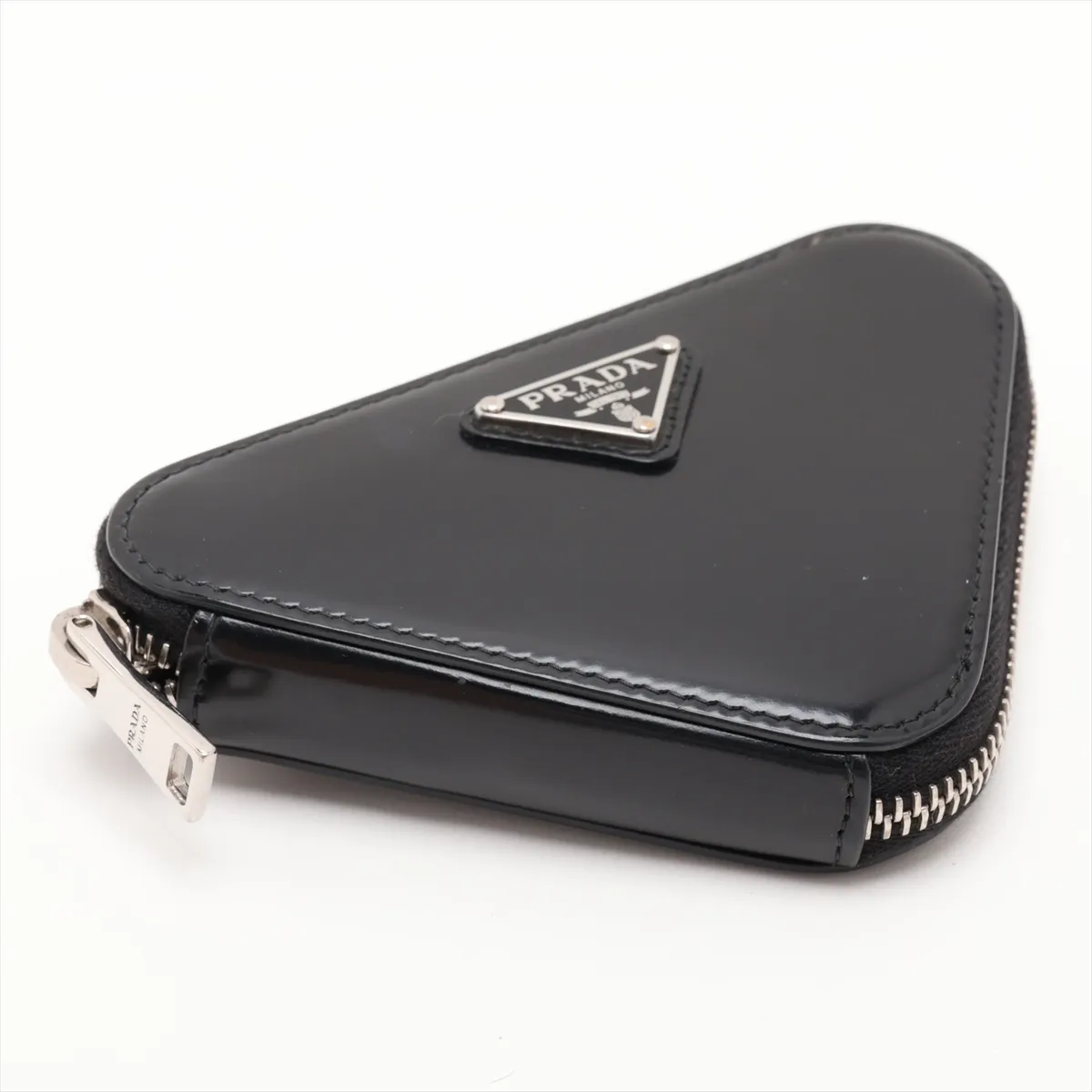 Triangle Leather Chain Shoulder Bag, Black — view 4
