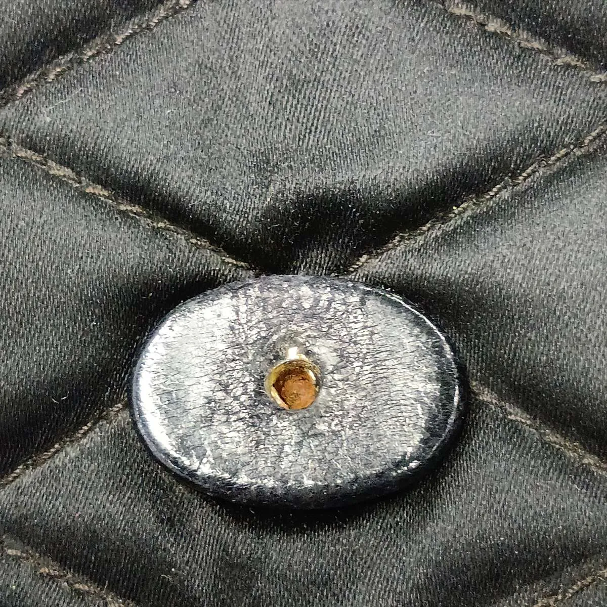 Matelassé Satin Chain Shoulder Bag, Push Lock, Black with Gold Hardware, 0752640 (Serial Number 0) — view 10