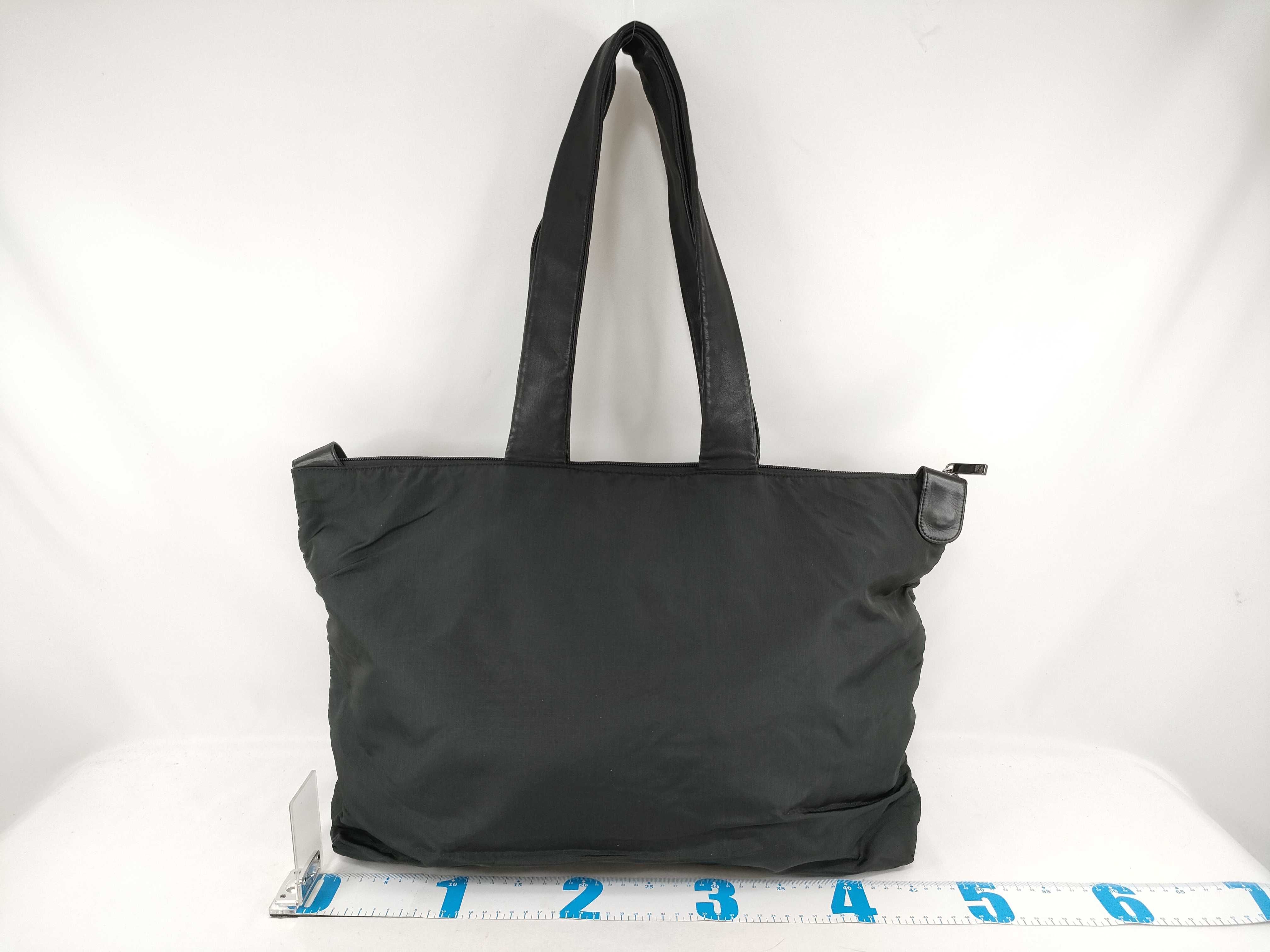 Nylon x Leather Tote Bag with Anagram Lining — view 2