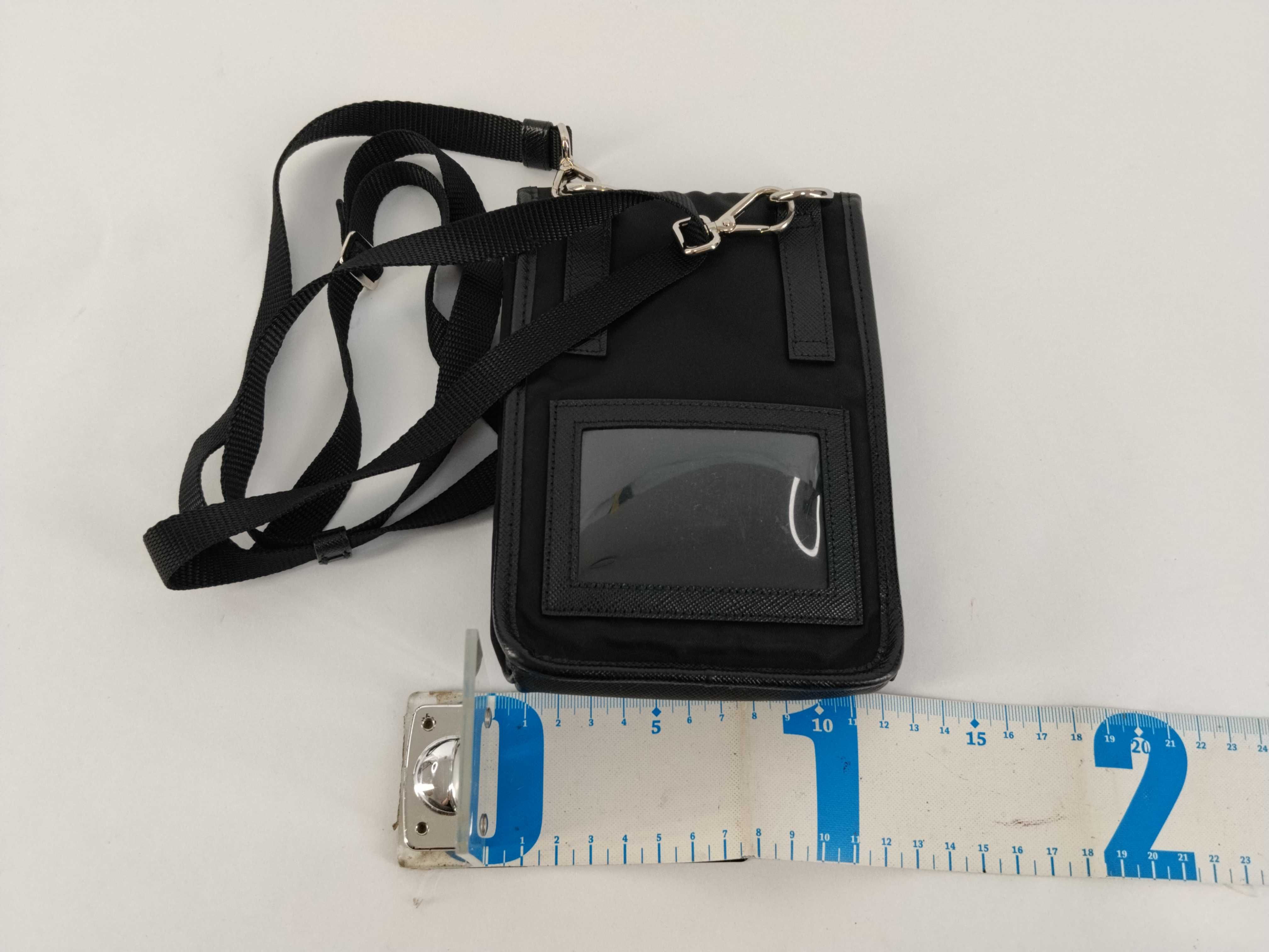 Nylon x Leather Triangle Plate Phone Case Shoulder Bag — view 2