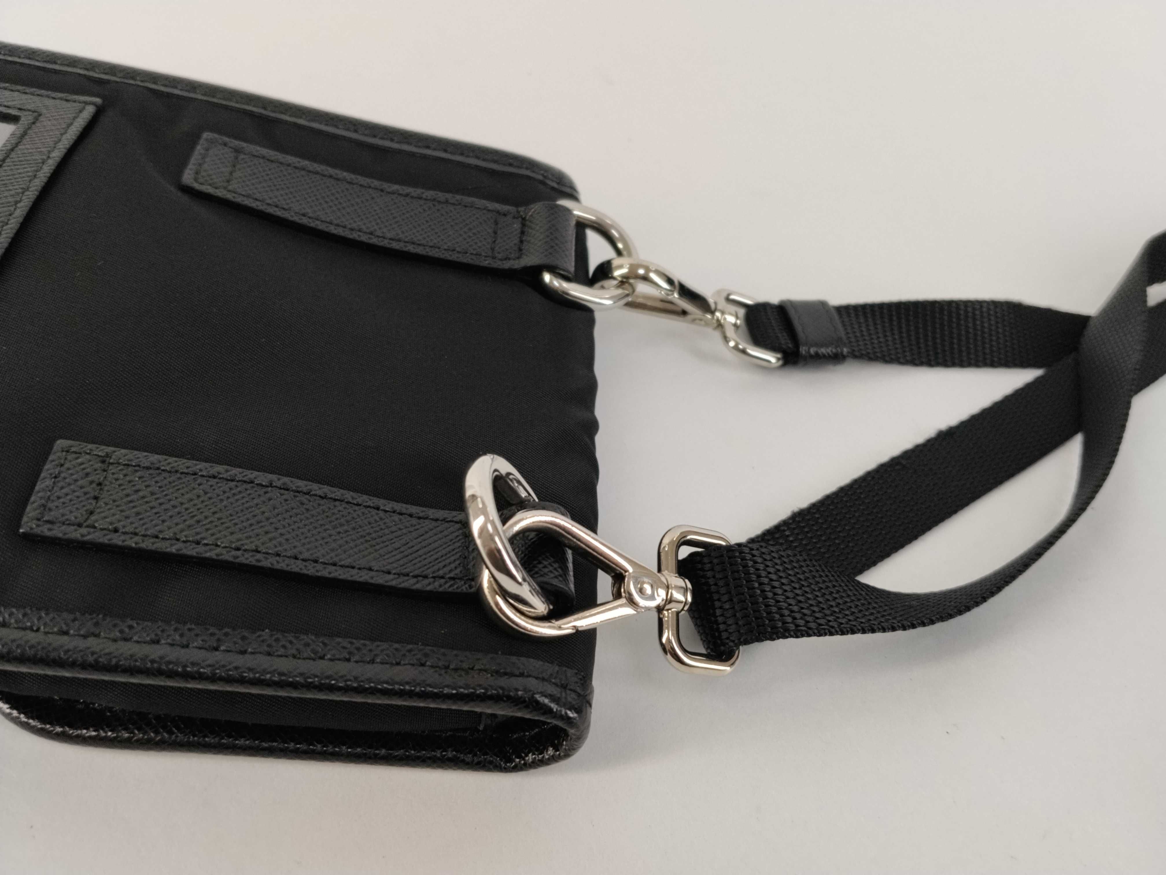 Nylon x Leather Triangle Plate Phone Case Shoulder Bag — view 5