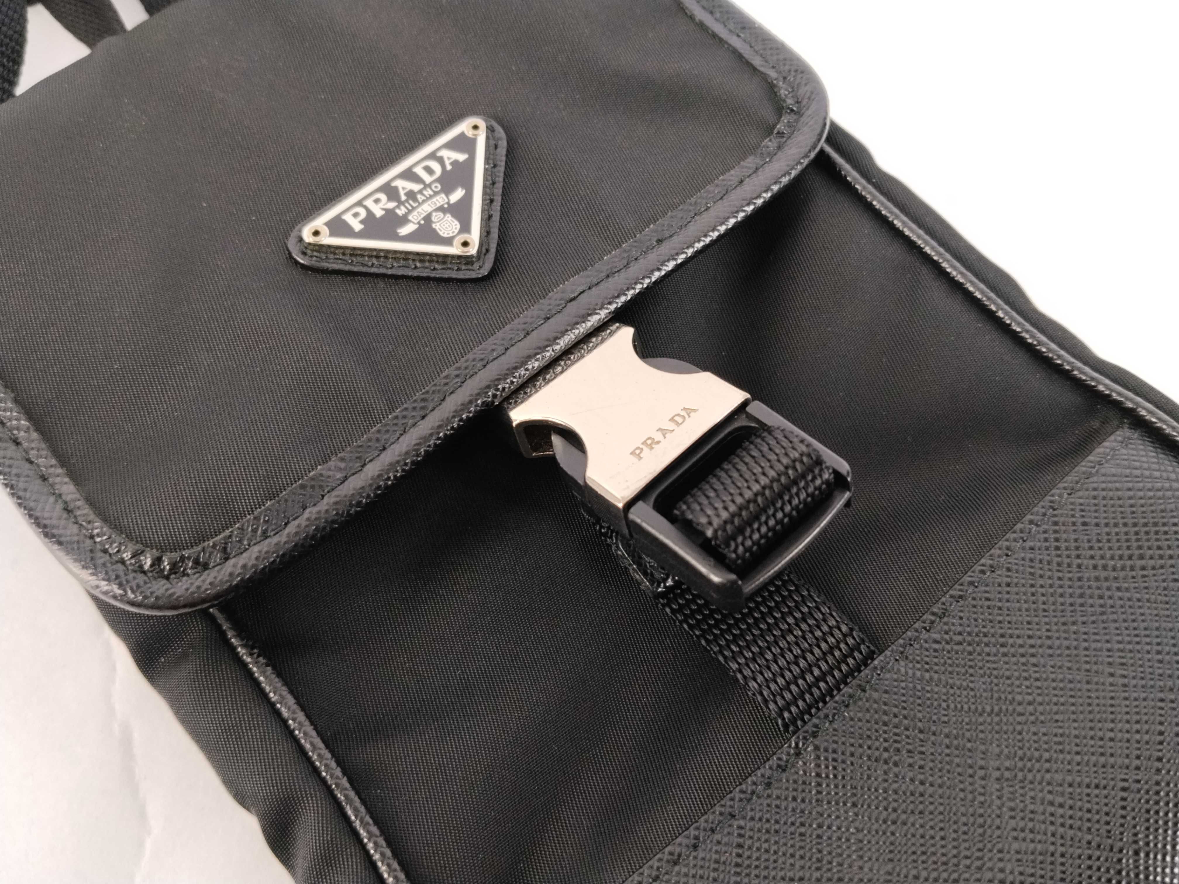 Nylon x Leather Triangle Plate Phone Case Shoulder Bag — view 8