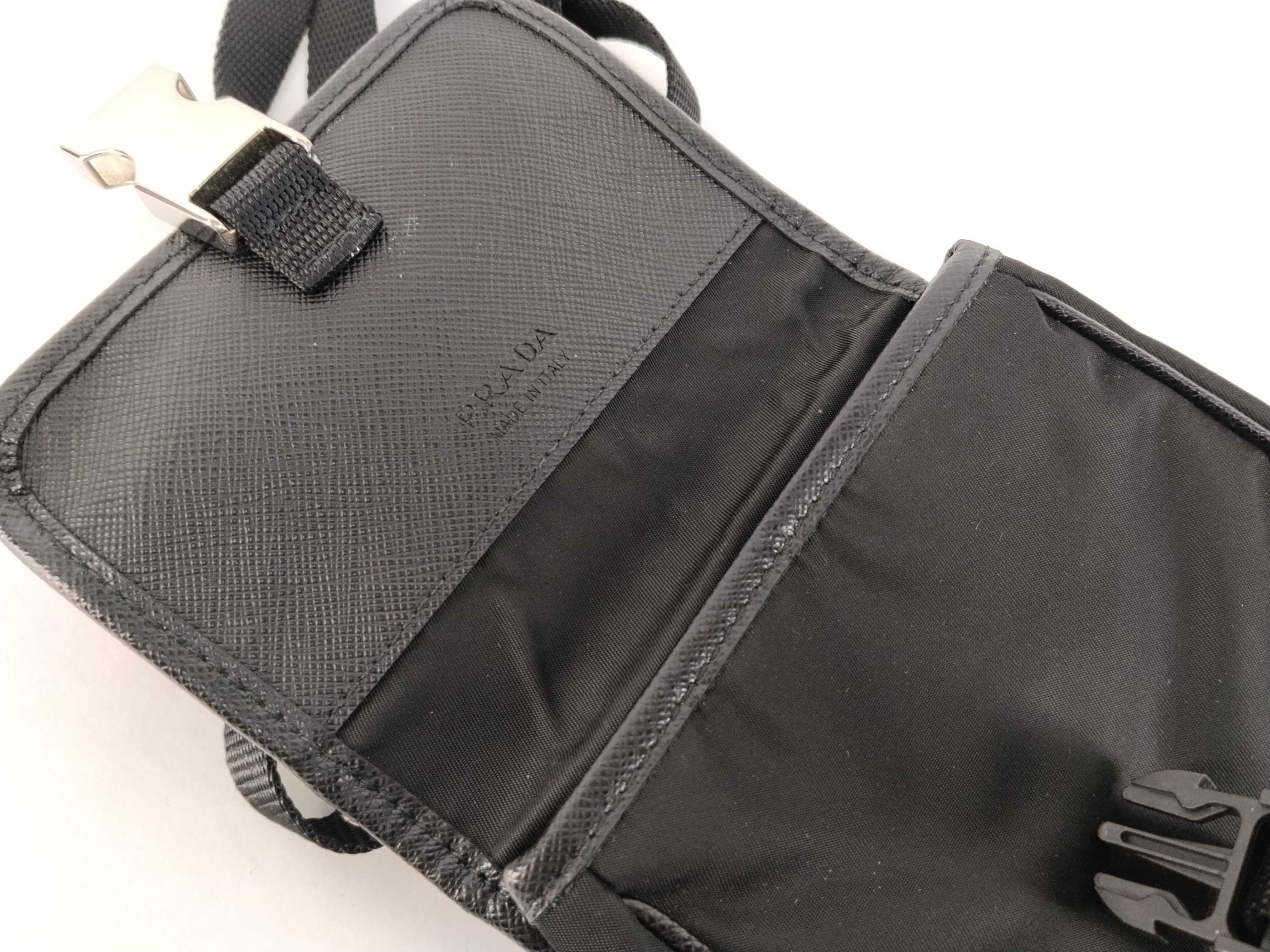 Nylon x Leather Triangle Plate Phone Case Shoulder Bag — view 9