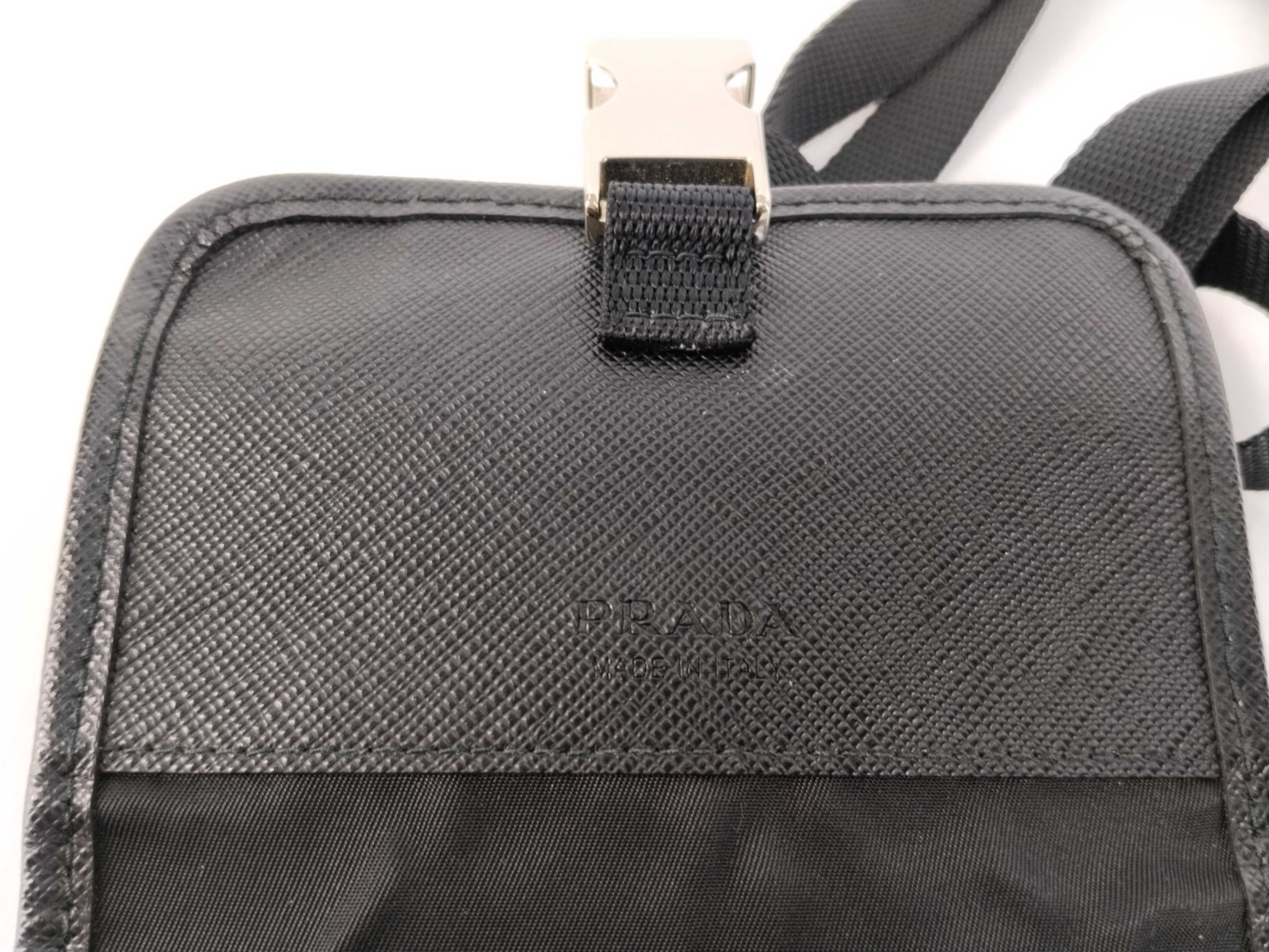 Nylon x Leather Triangle Plate Phone Case Shoulder Bag — view 10