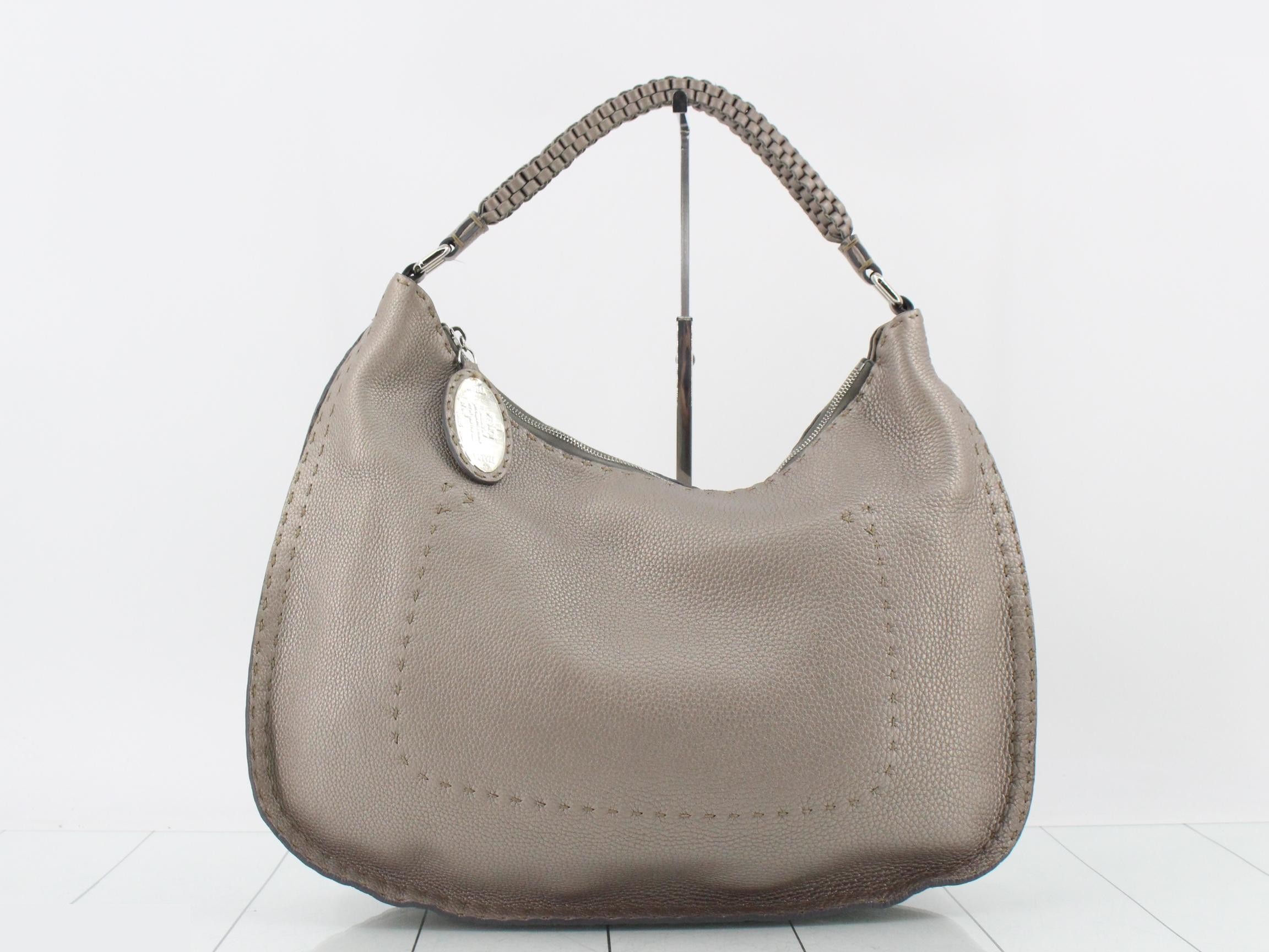 Leather tote bag, gray