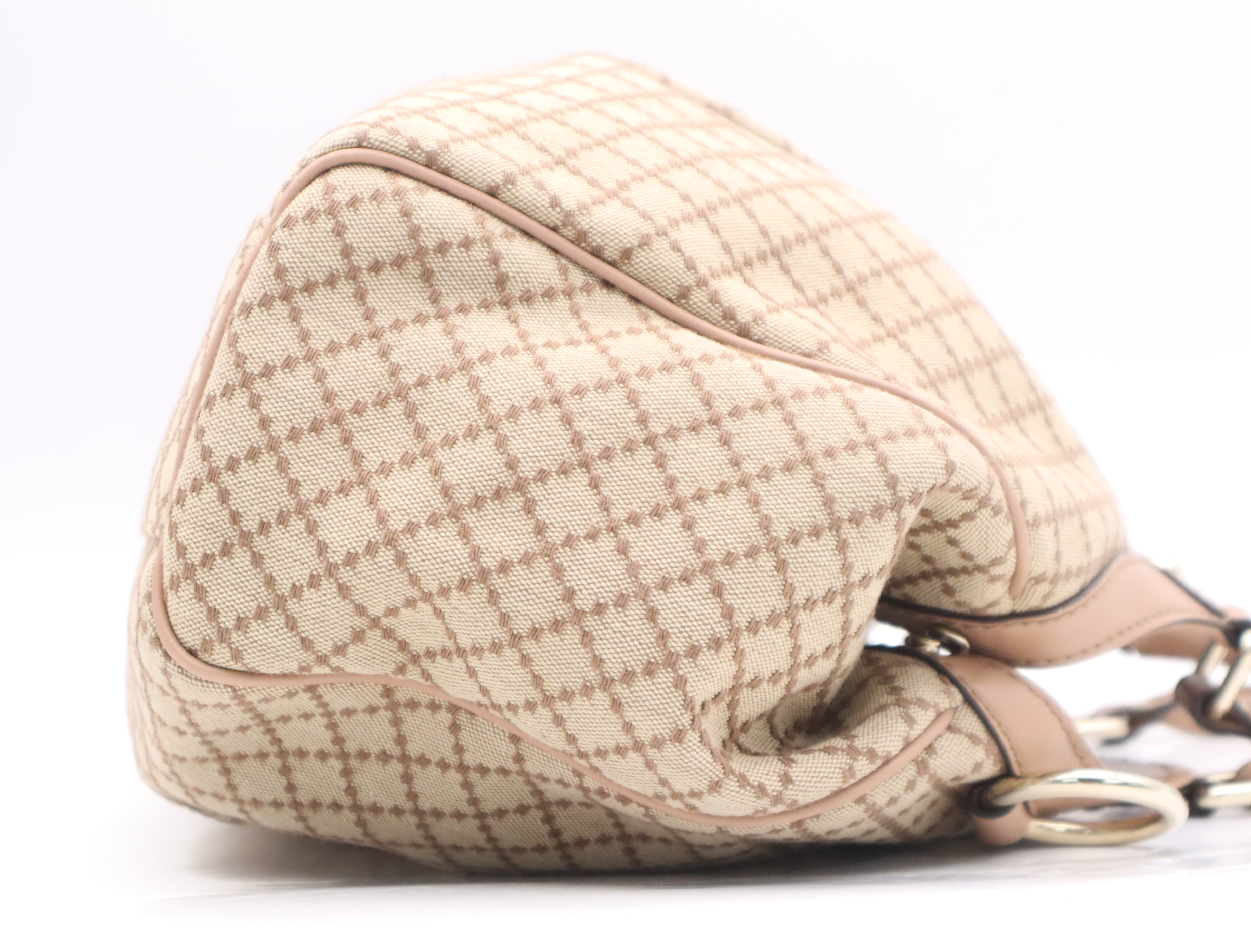 211944 Canvas x Leather Diamante Sukey Handbag Beige Pink with Charm — view 5