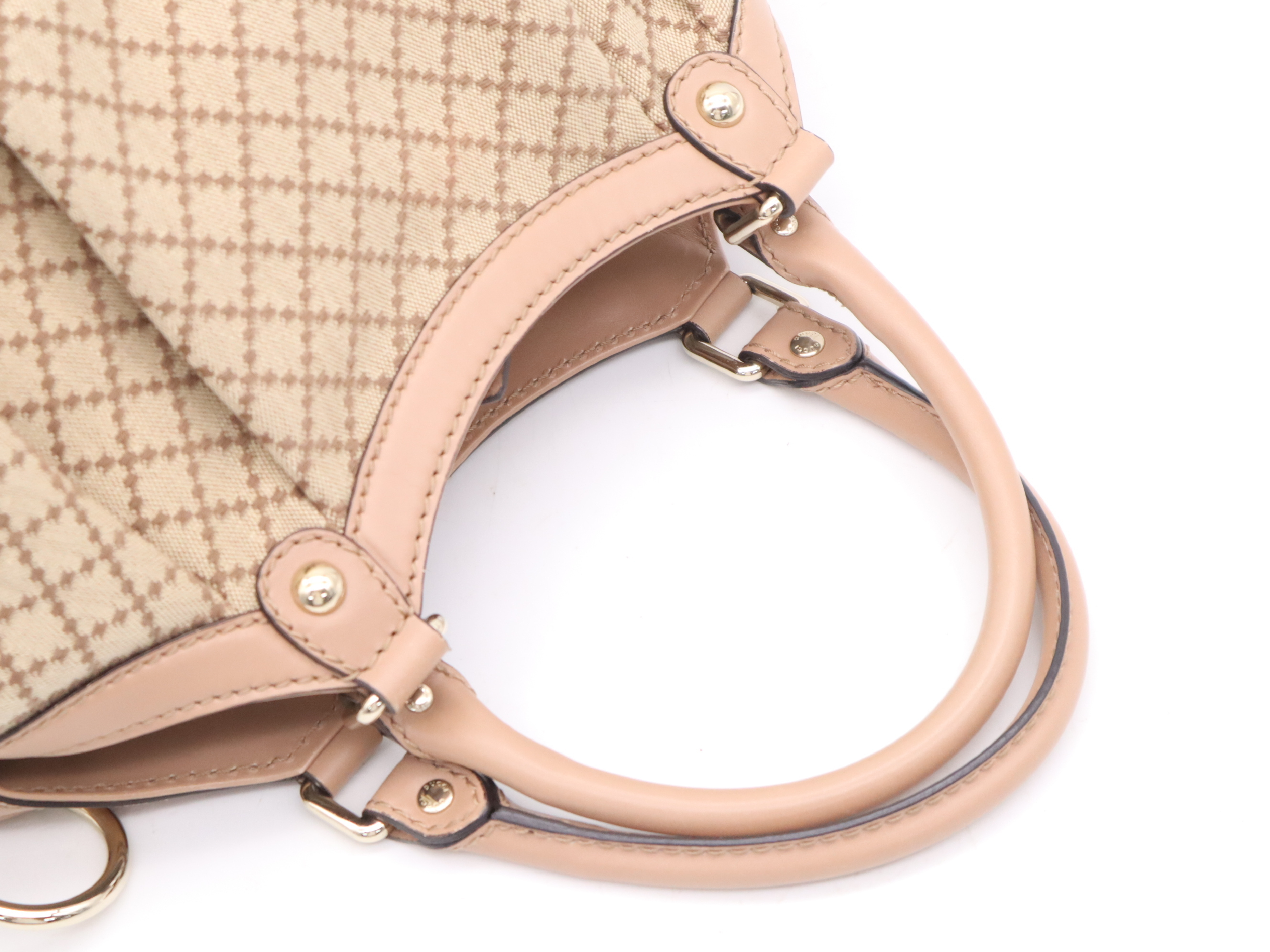 211944 Canvas x Leather Diamante Sukey Handbag Beige Pink with Charm — view 6