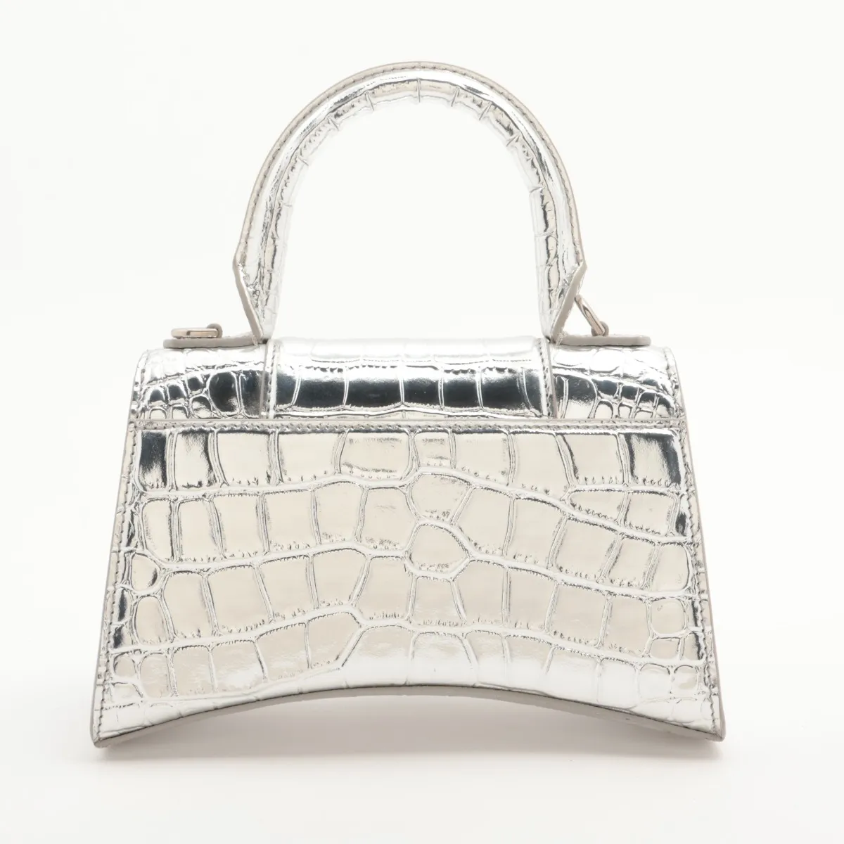 Hourglass XS 592833 Crocodile Embossed 2-Way Handbag Silver 592933. — view 2