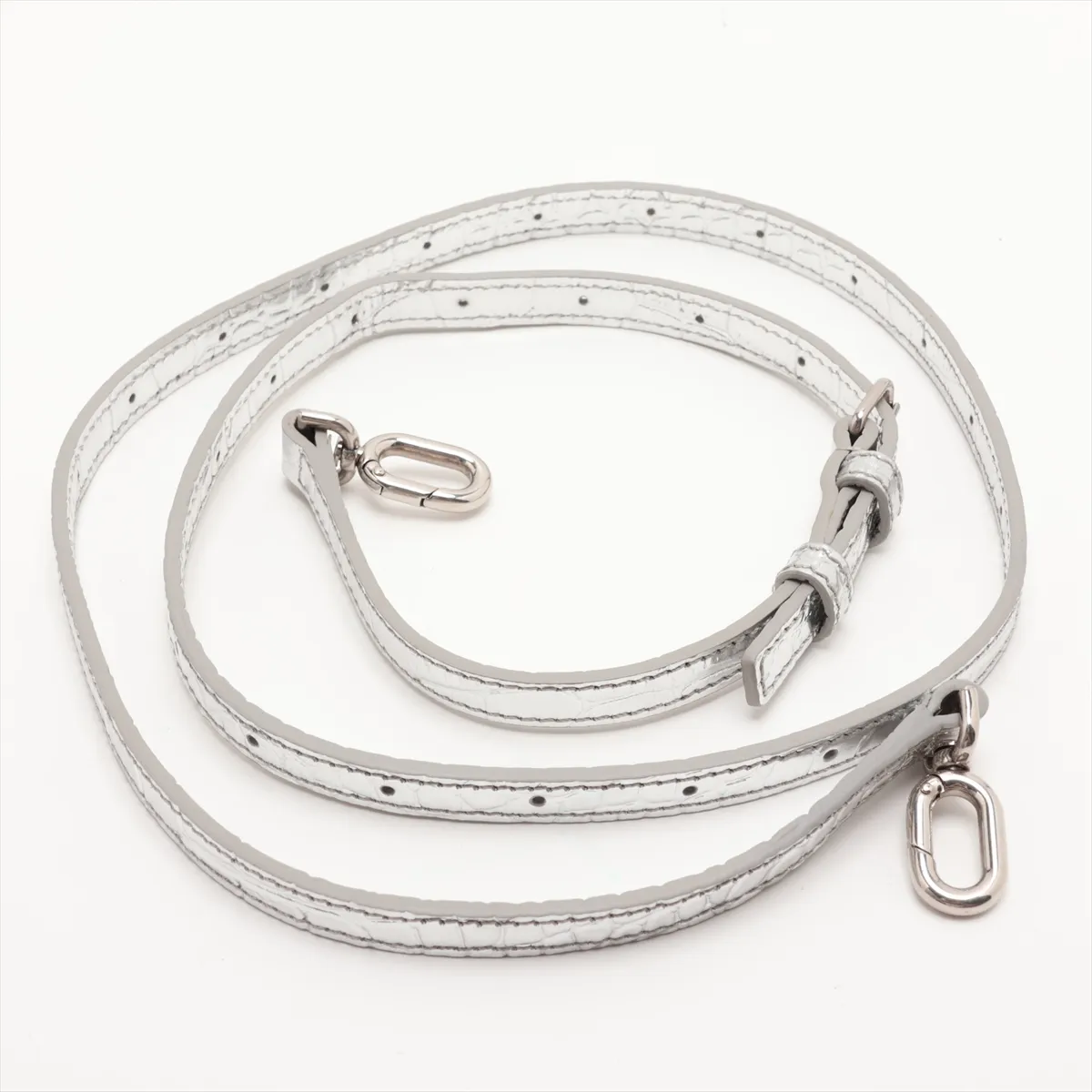 Hourglass XS 592833 Crocodile Embossed 2-Way Handbag Silver 592933. — view 7