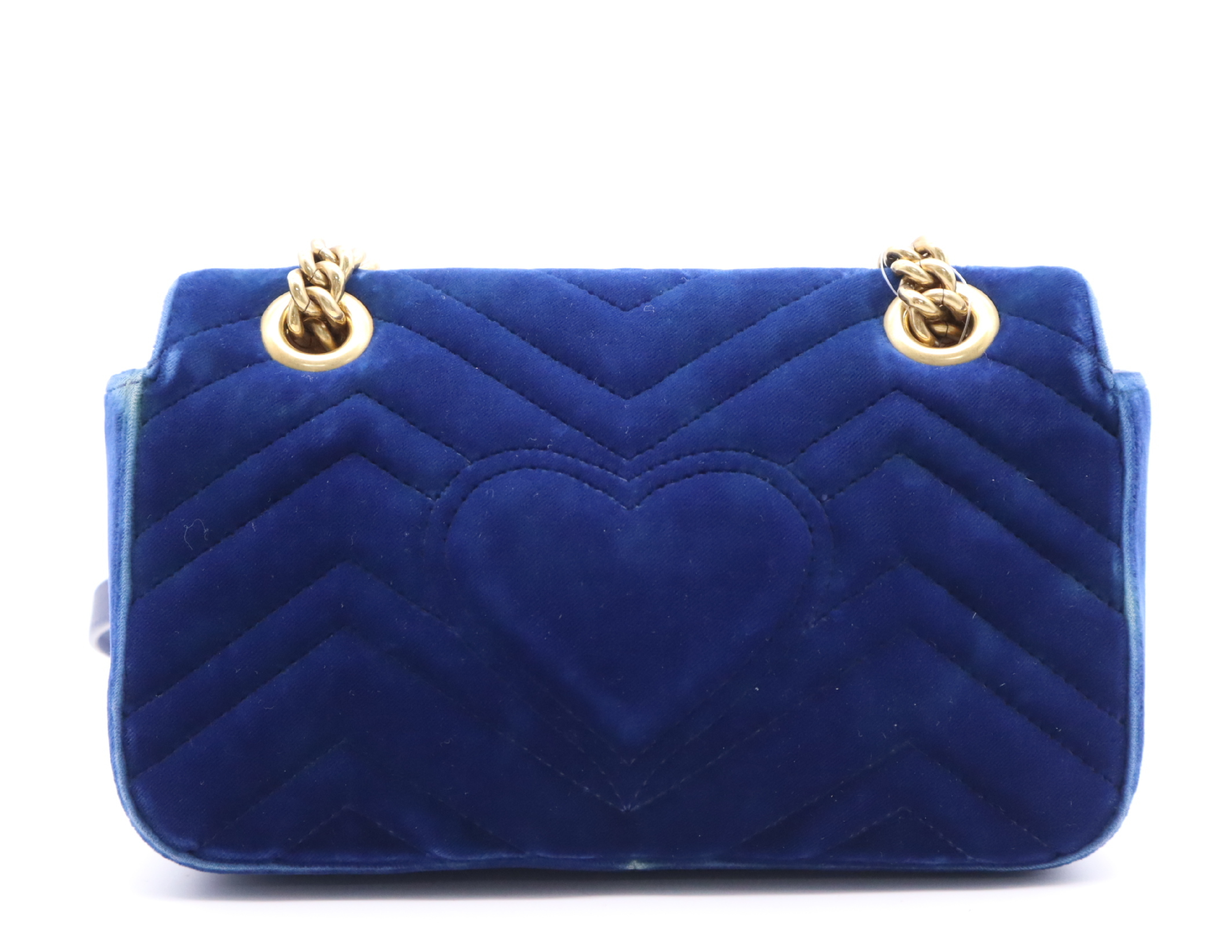 446744 GG Marmont Quilted Shoulder Bag, Blue, Gold Hardware, with Dust Bag and Box. — view 2