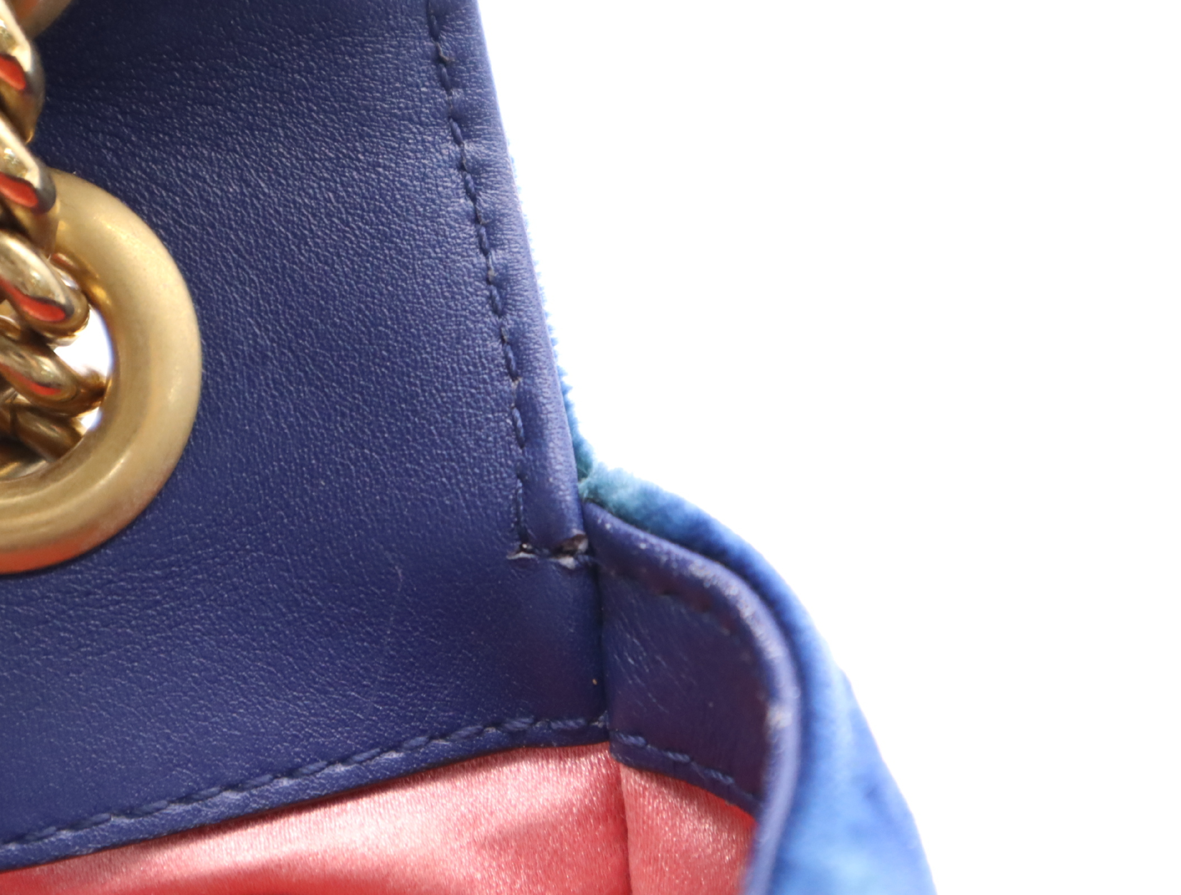 446744 GG Marmont Quilted Shoulder Bag, Blue, Gold Hardware, with Dust Bag and Box. — view 14