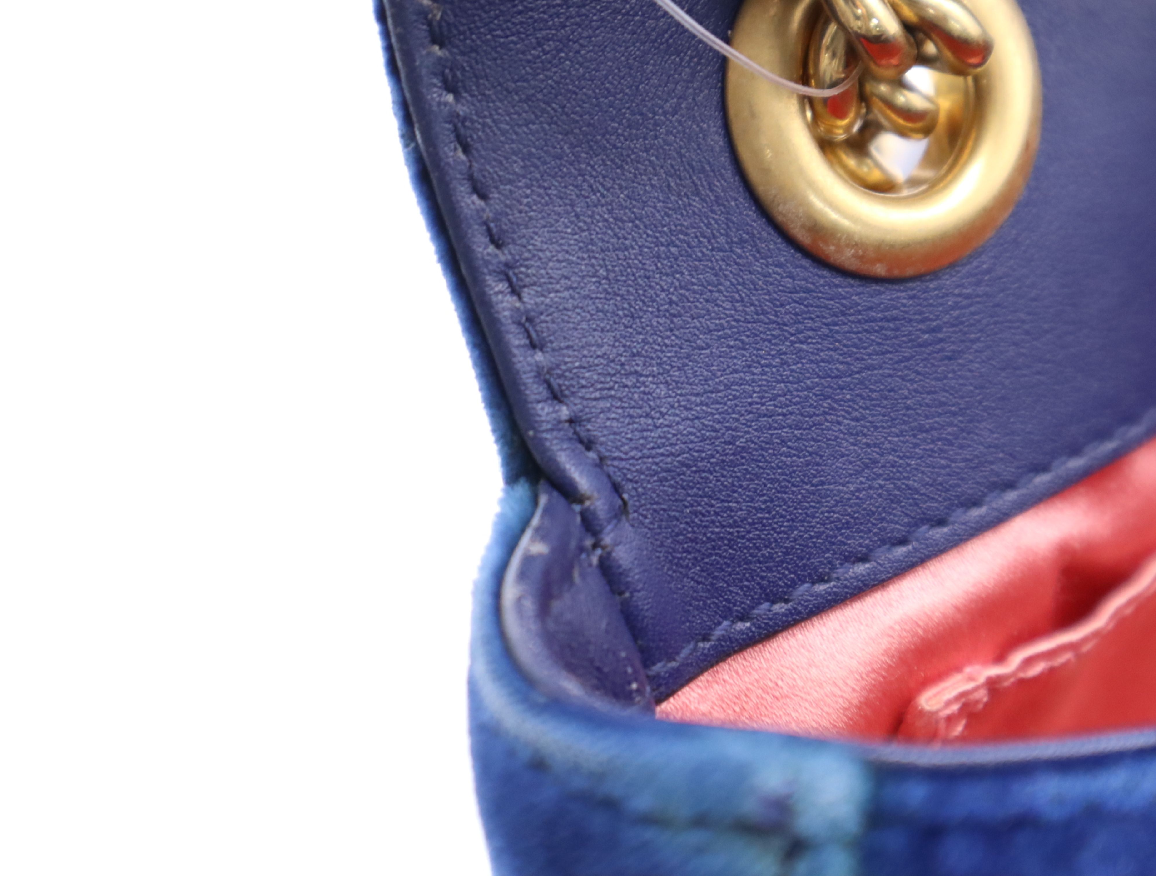 446744 GG Marmont Quilted Shoulder Bag, Blue, Gold Hardware, with Dust Bag and Box. — view 15