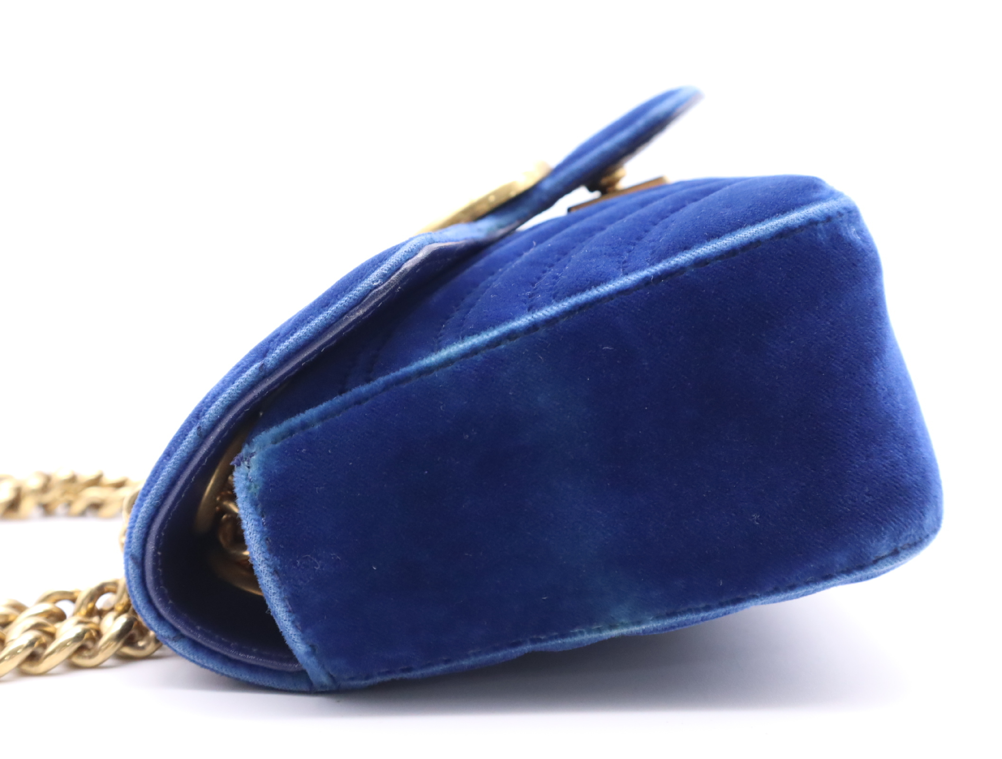 446744 GG Marmont Quilted Shoulder Bag, Blue, Gold Hardware, with Dust Bag and Box. — view 3