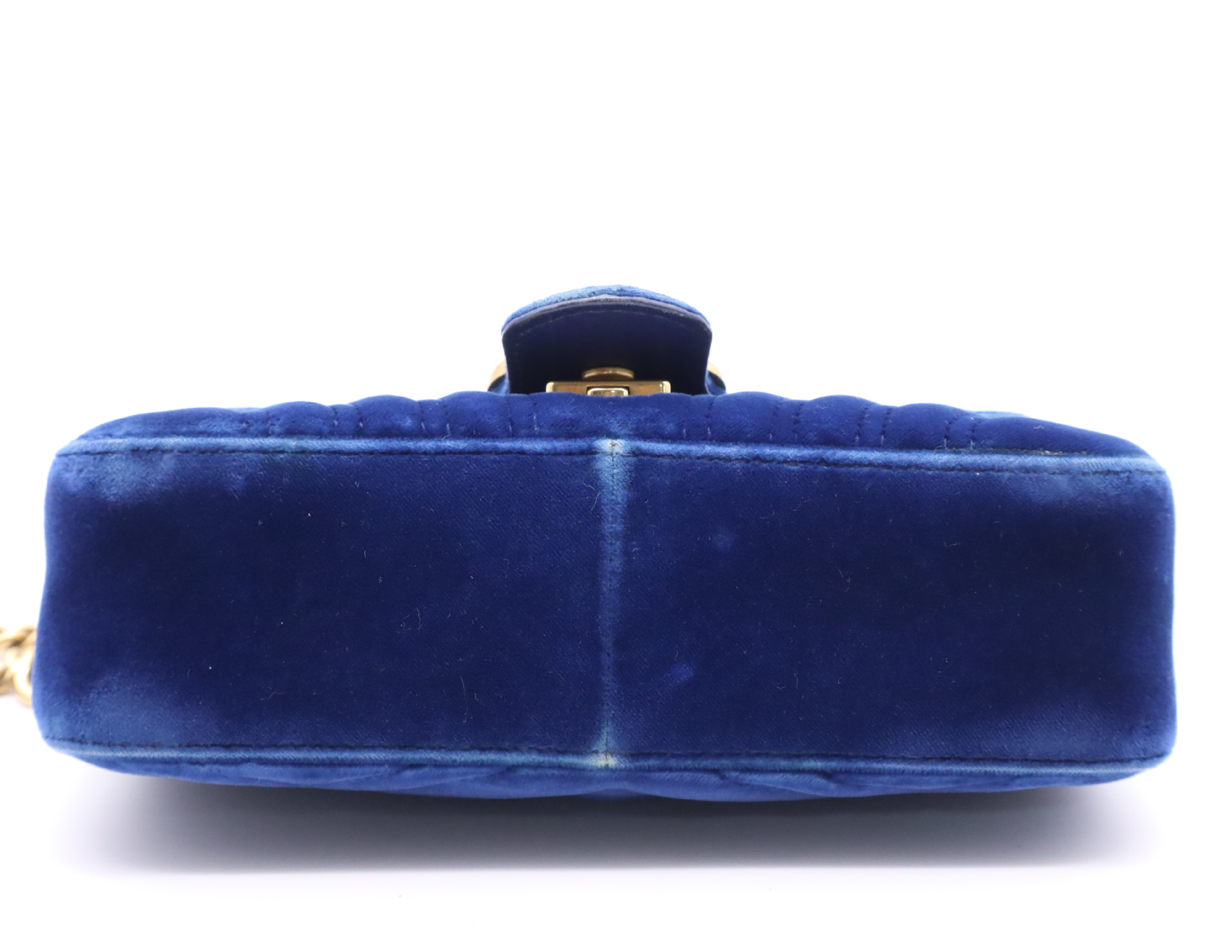 446744 GG Marmont Quilted Shoulder Bag, Blue, Gold Hardware, with Dust Bag and Box. — view 4