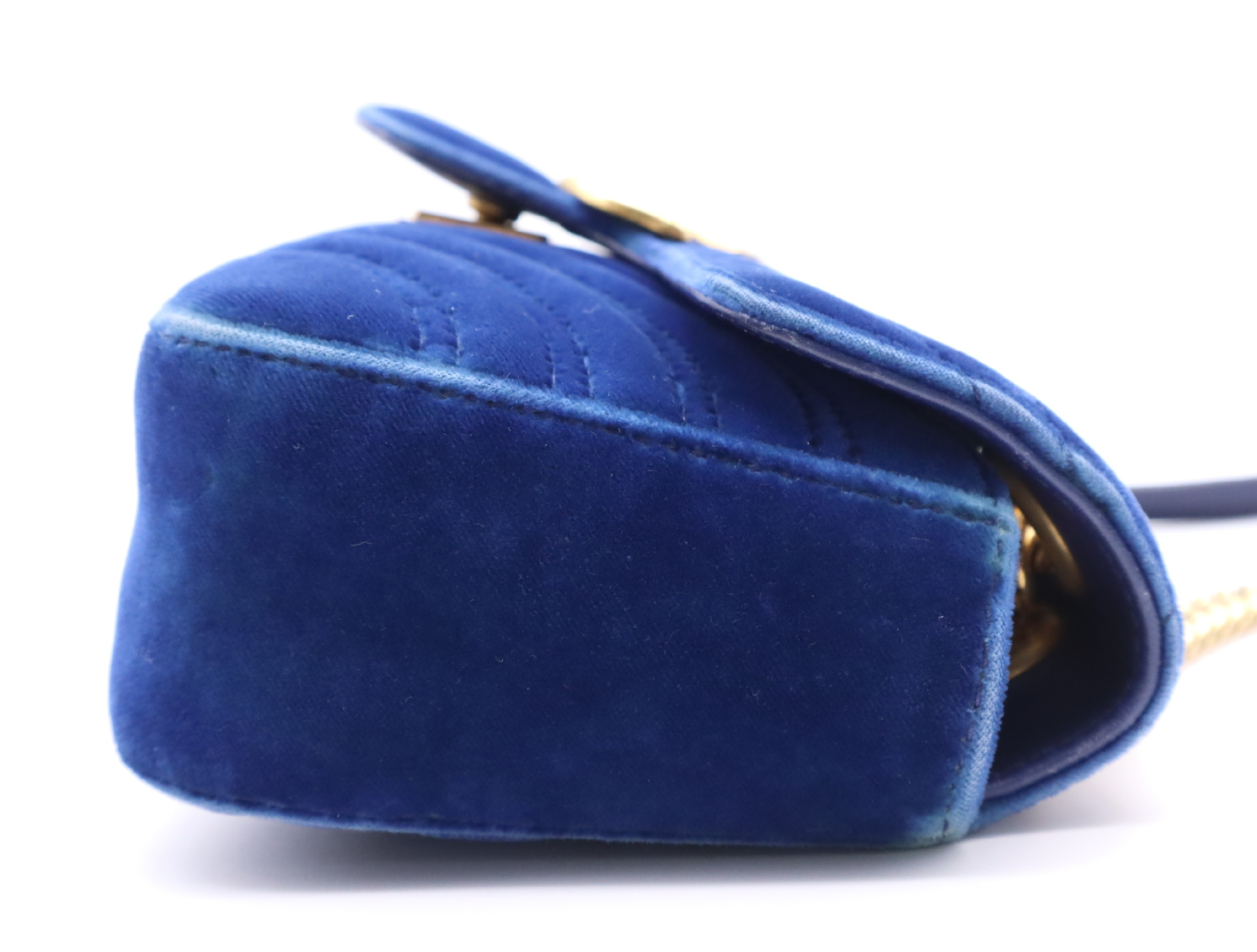446744 GG Marmont Quilted Shoulder Bag, Blue, Gold Hardware, with Dust Bag and Box. — view 5