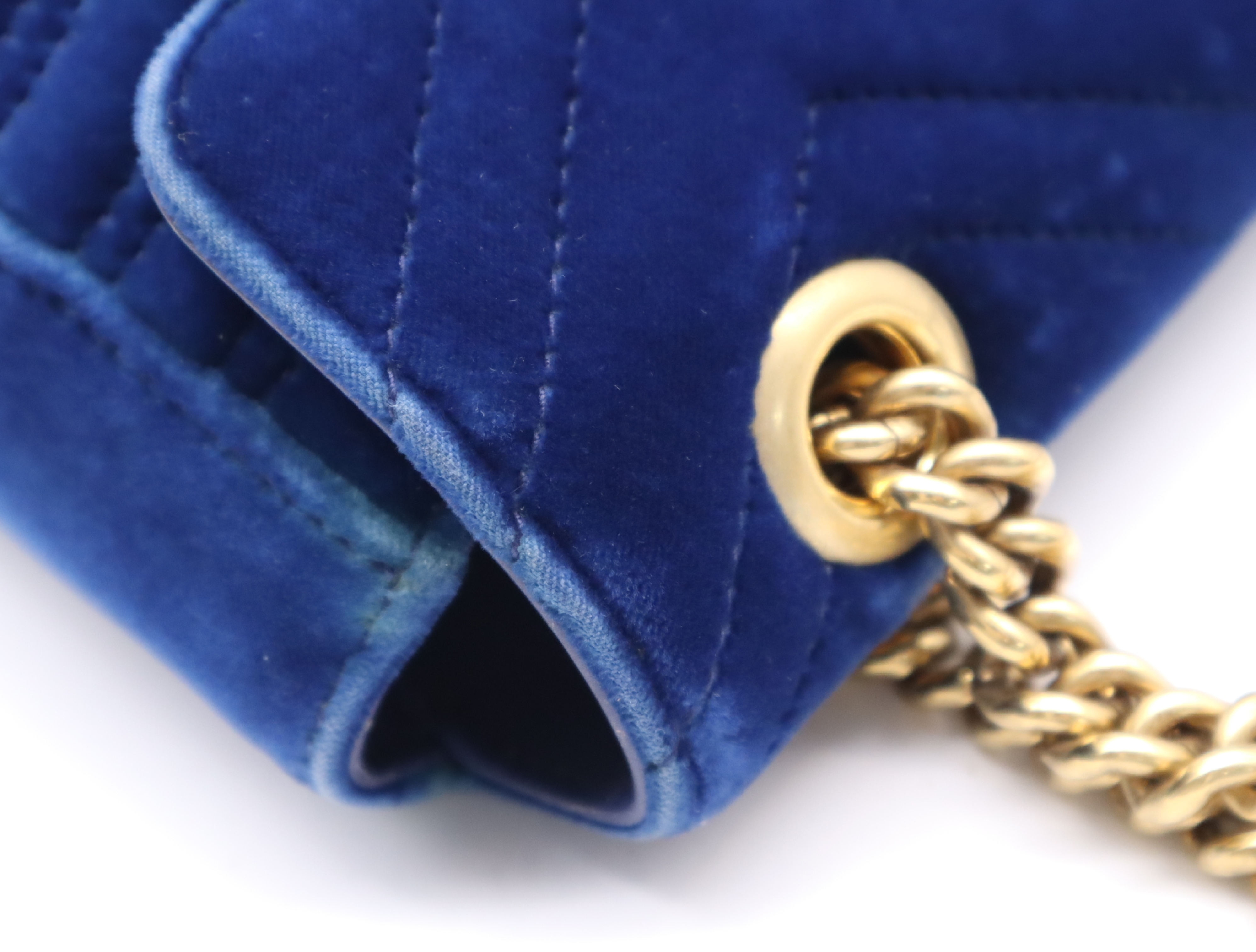 446744 GG Marmont Quilted Shoulder Bag, Blue, Gold Hardware, with Dust Bag and Box. — view 8