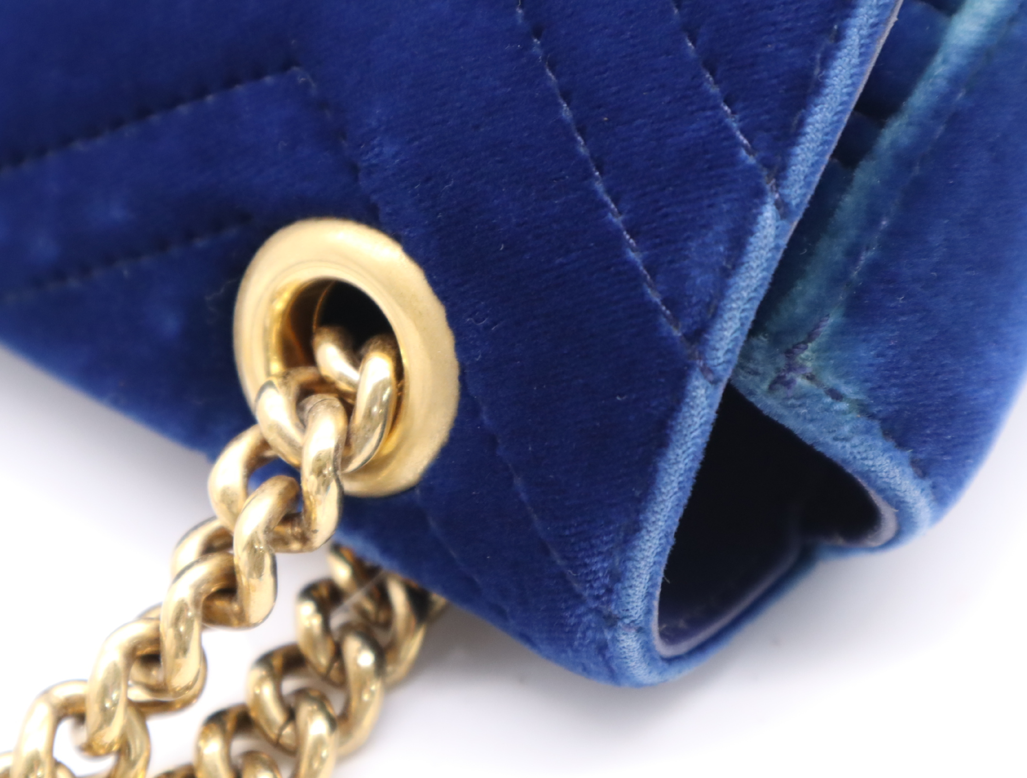 446744 GG Marmont Quilted Shoulder Bag, Blue, Gold Hardware, with Dust Bag and Box. — view 9