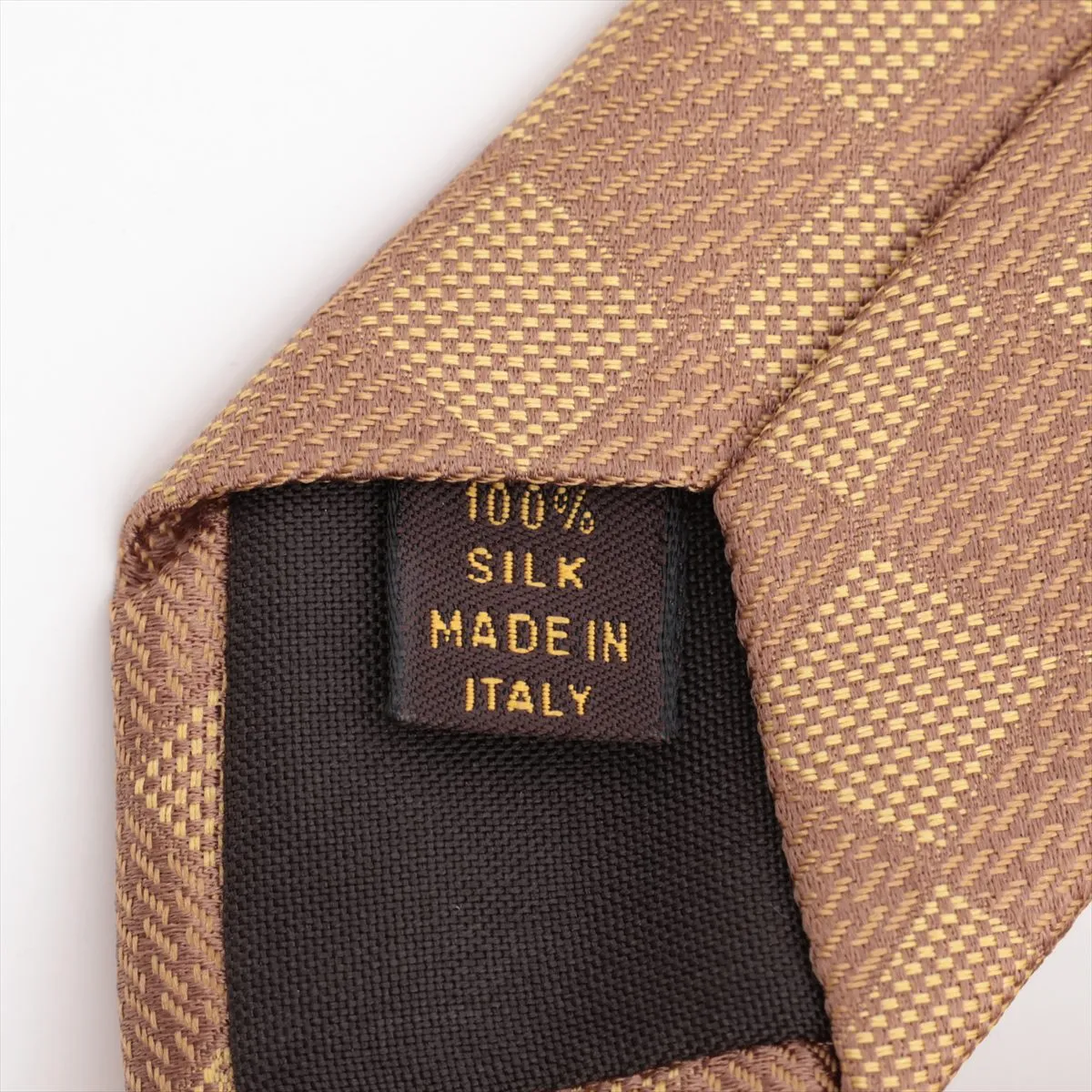 silk tie, yellow, with signs of wear, — view 4