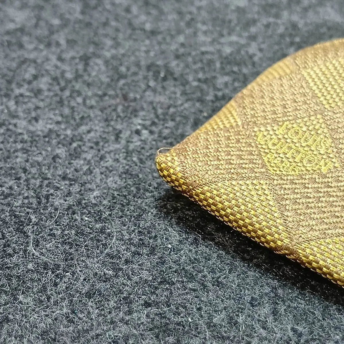 silk tie, yellow, with signs of wear, — view 5
