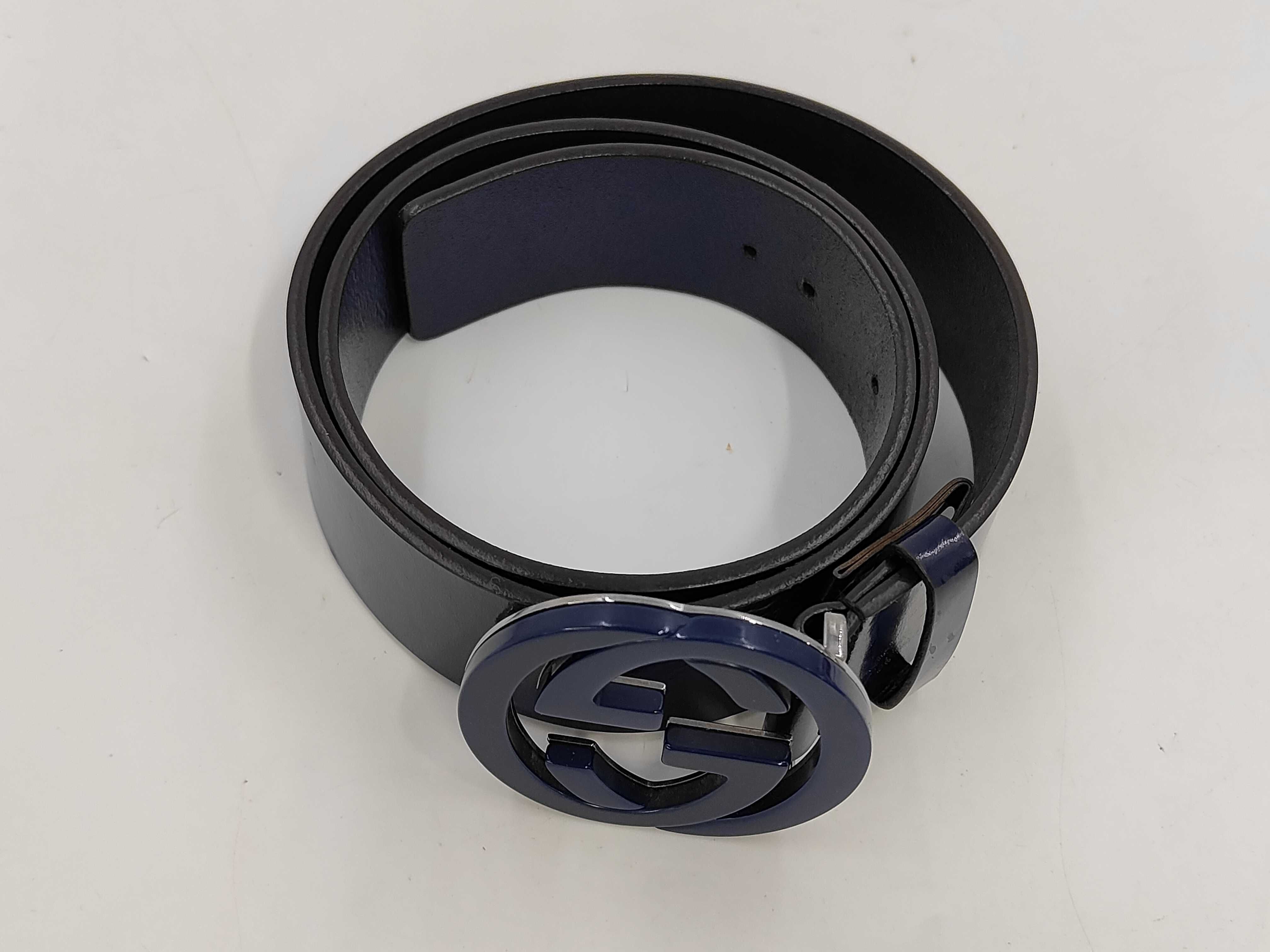 GG belt, interlocking design, navy belt — view 2