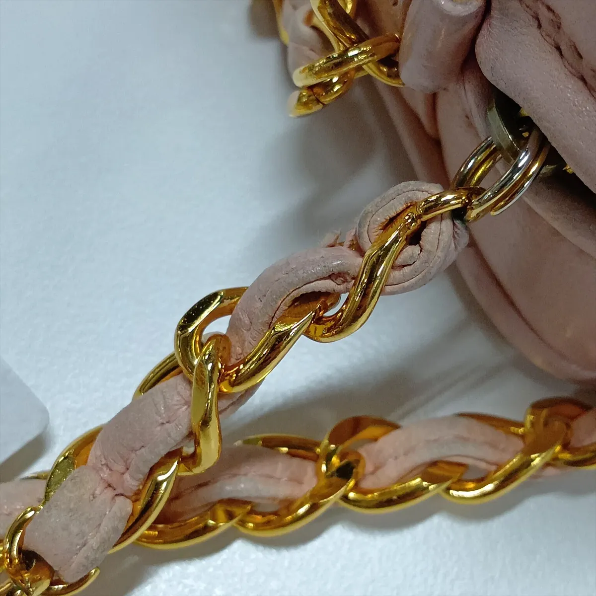 Matelassé Lambskin Chain Shoulder Bag with Fringe, Pink, Gold Hardware, 3119835 (Serial Number 3) — view 15