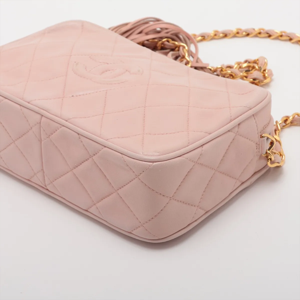 Matelassé Lambskin Chain Shoulder Bag with Fringe, Pink, Gold Hardware, 3119835 (Serial Number 3) — view 3