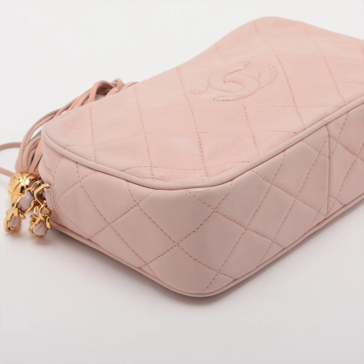 Matelassé Lambskin Chain Shoulder Bag with Fringe, Pink, Gold Hardware, 3119835 (Serial Number 3) — view 4