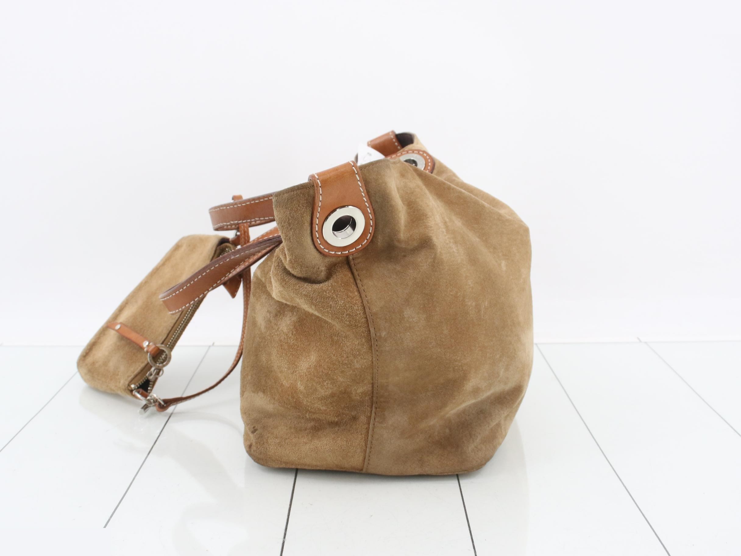 Suede handbag with pouch — view 4
