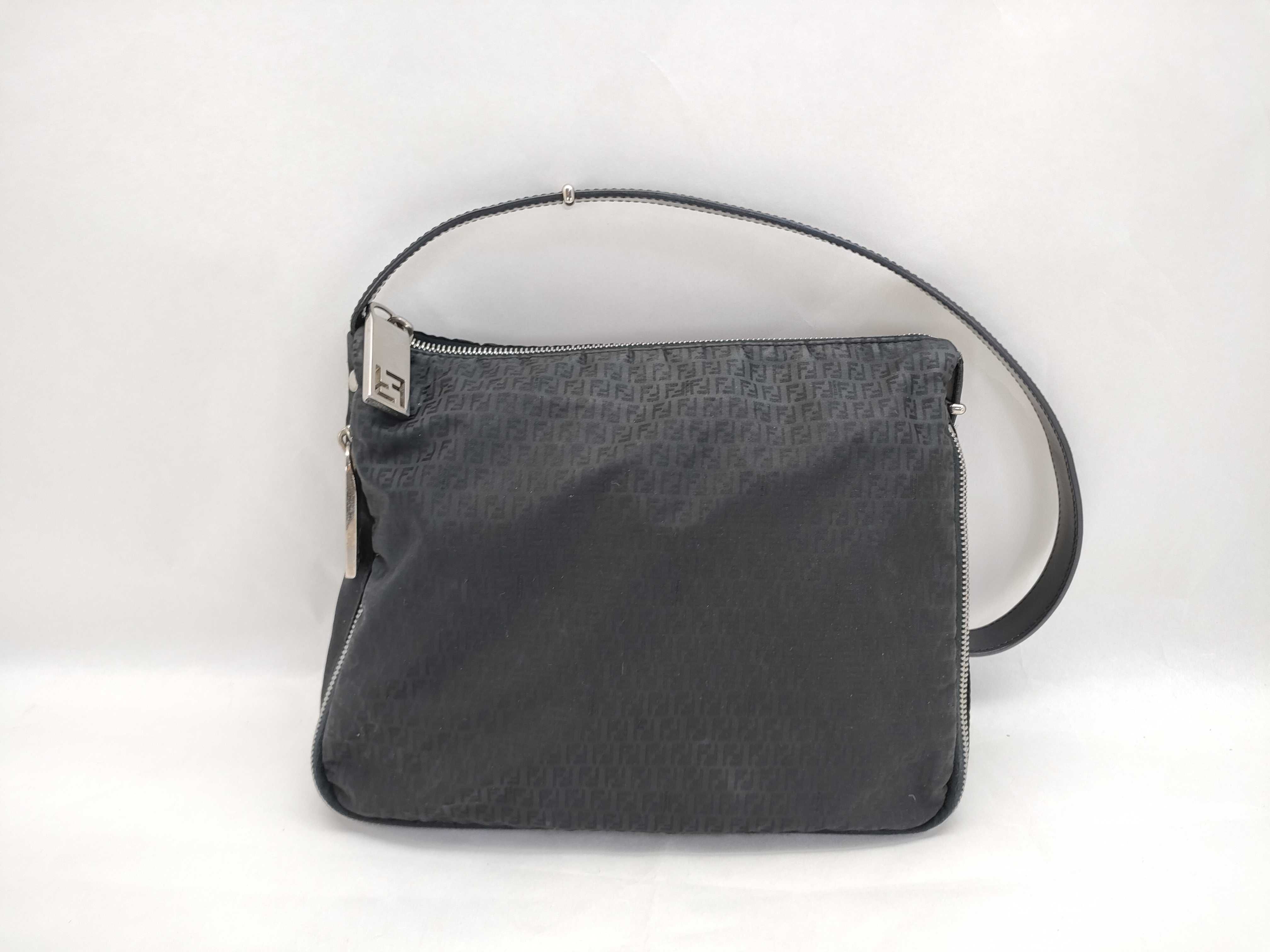 Zucchino Shoulder Bag, Nylon, Black Shoulder Bag
