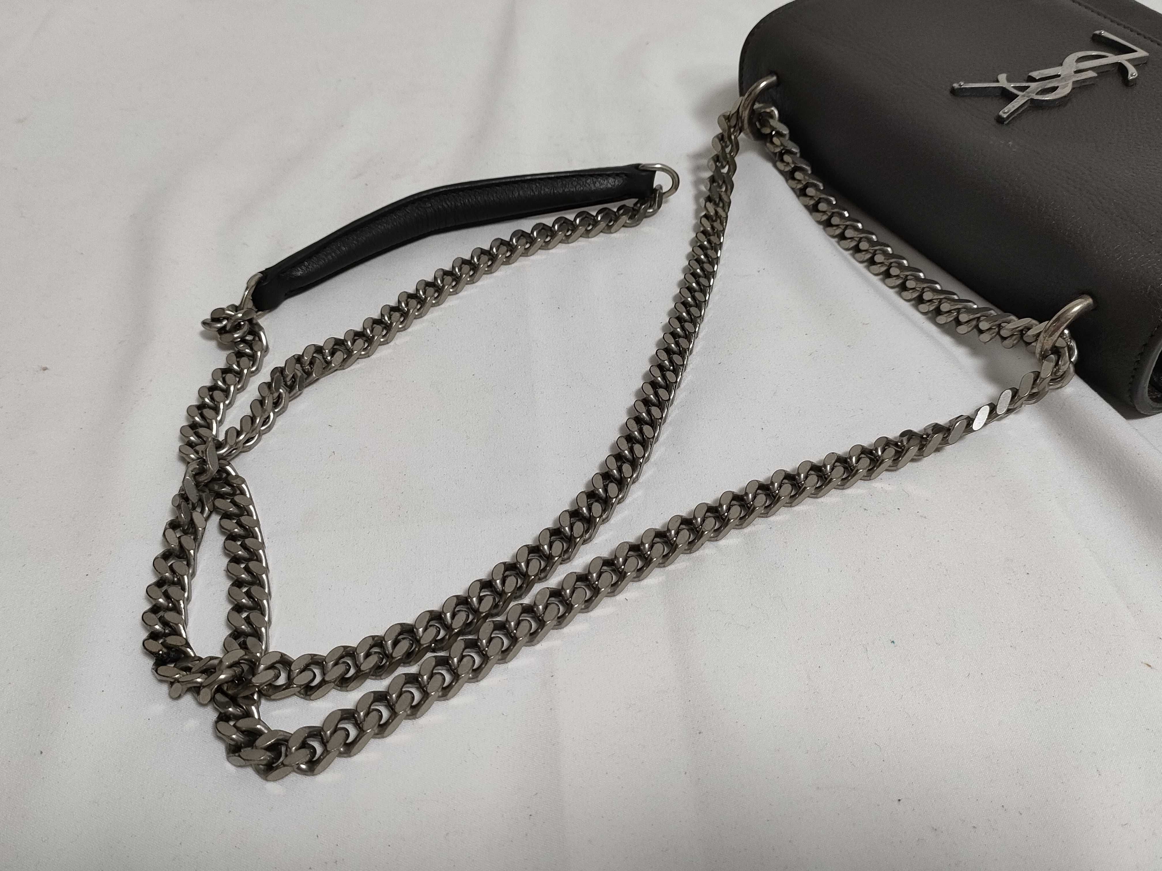 441972 Sunset Small Chain Shoulder Leather Grey Shoulder Bag — view 5