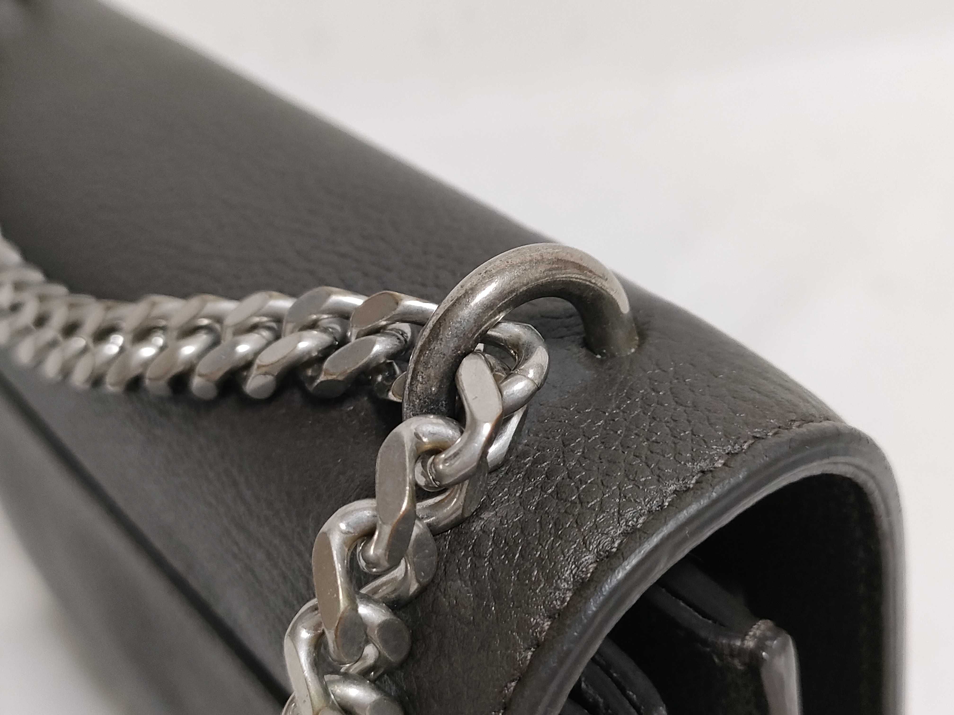 441972 Sunset Small Chain Shoulder Leather Grey Shoulder Bag — view 8