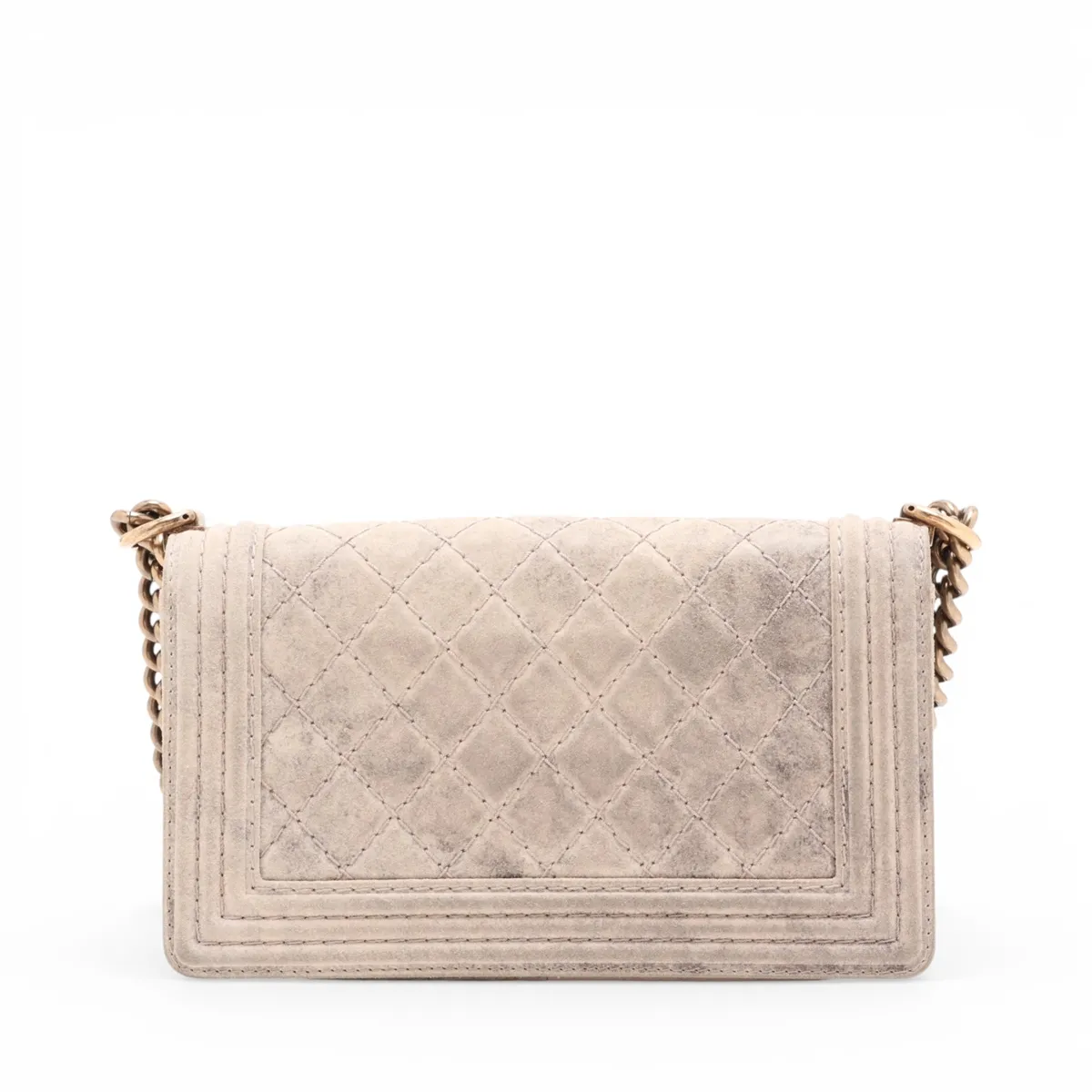 Boy Chanel 25 Coated Canvas Chain Shoulder Bag, Gray with Gold Hardware, 18188276, Serial Number 18-series, A67086 — view 2