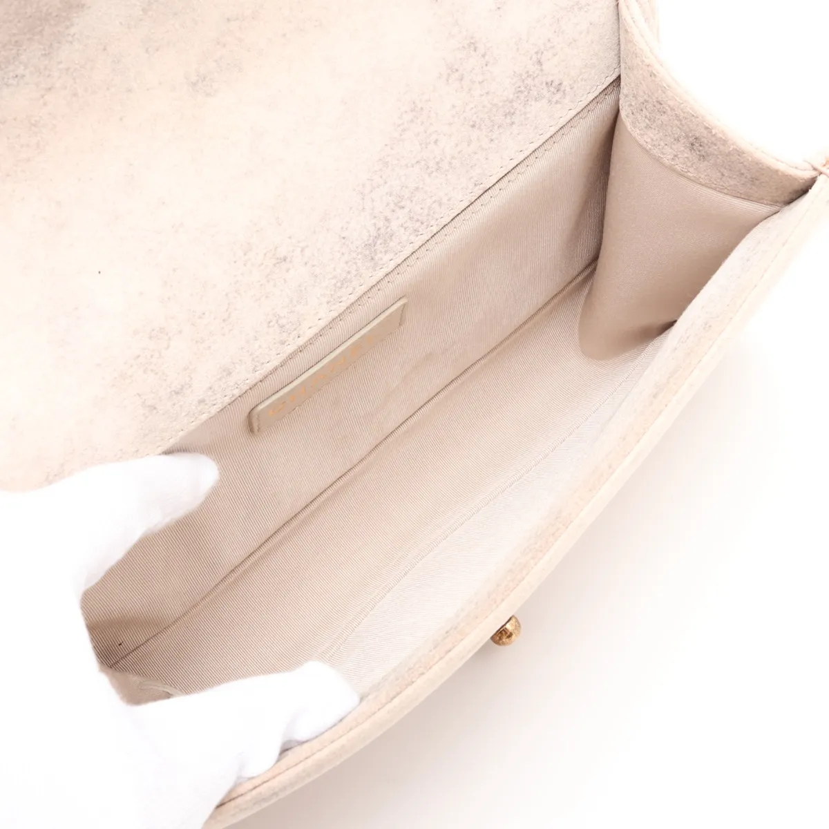 Boy Chanel 25 Coated Canvas Chain Shoulder Bag, Gray with Gold Hardware, 18188276, Serial Number 18-series, A67086 — view 7
