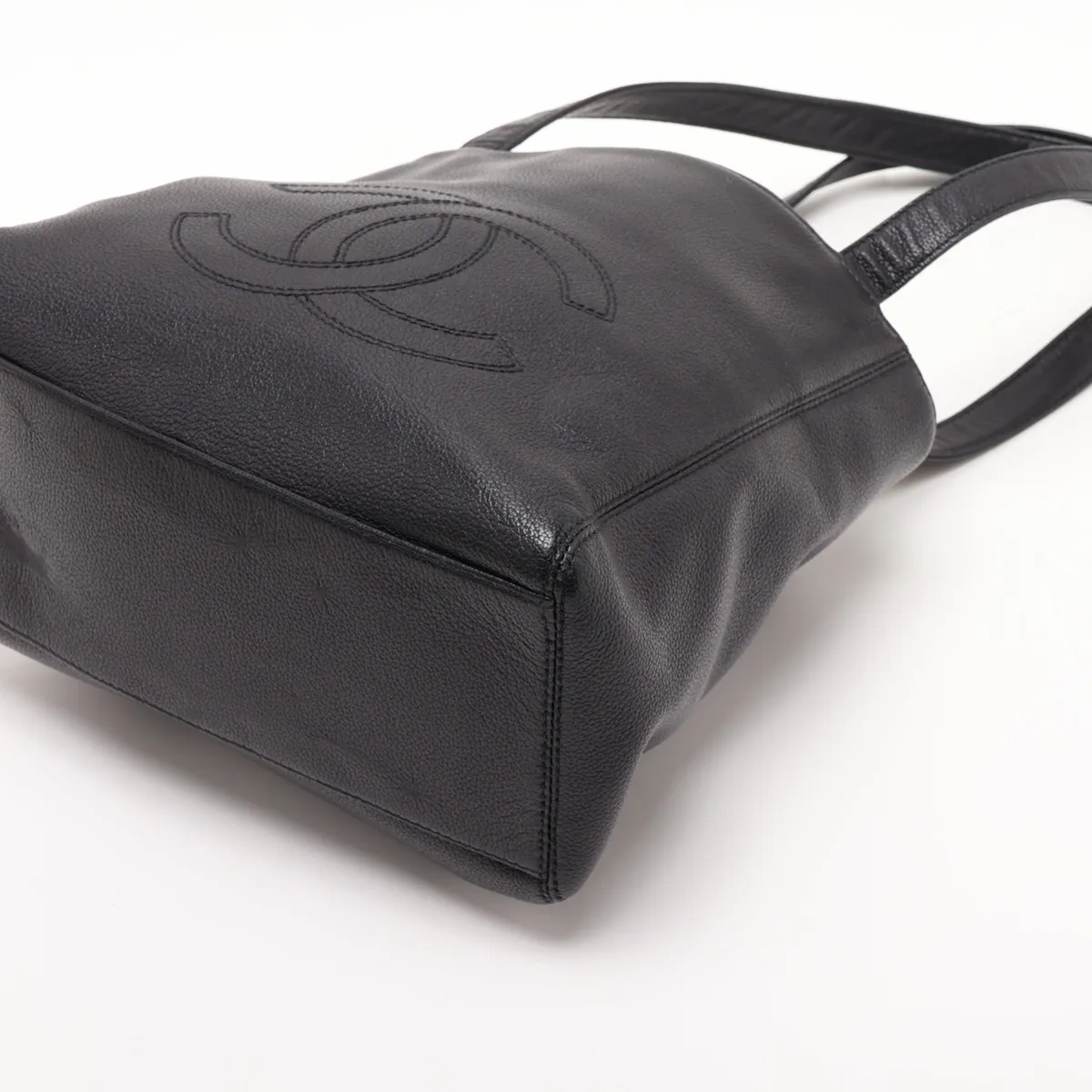 Coco Mark Leather Tote Bag, Black with Gold Hardware, 5421257, Series 5 — view 3