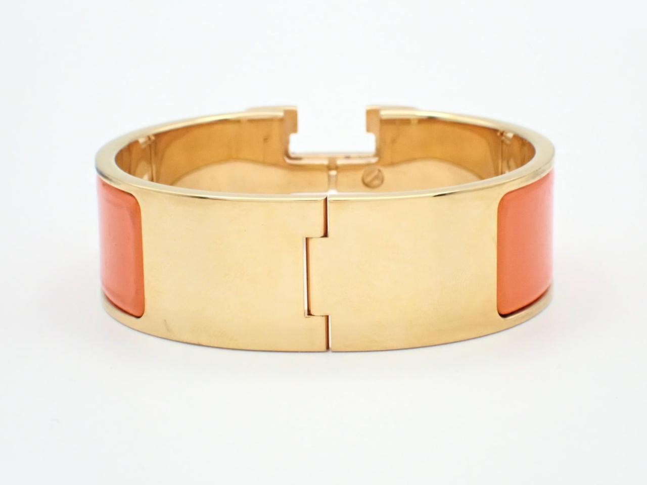 Enamel Bracelet, Click Crack H, Orange, Gold — view 2