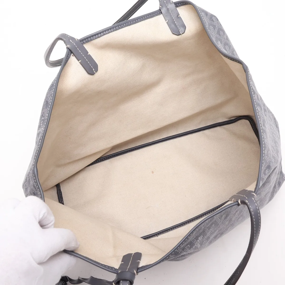 Saint Louis PM PVC x Leather Tote Bag, Gray — view 7