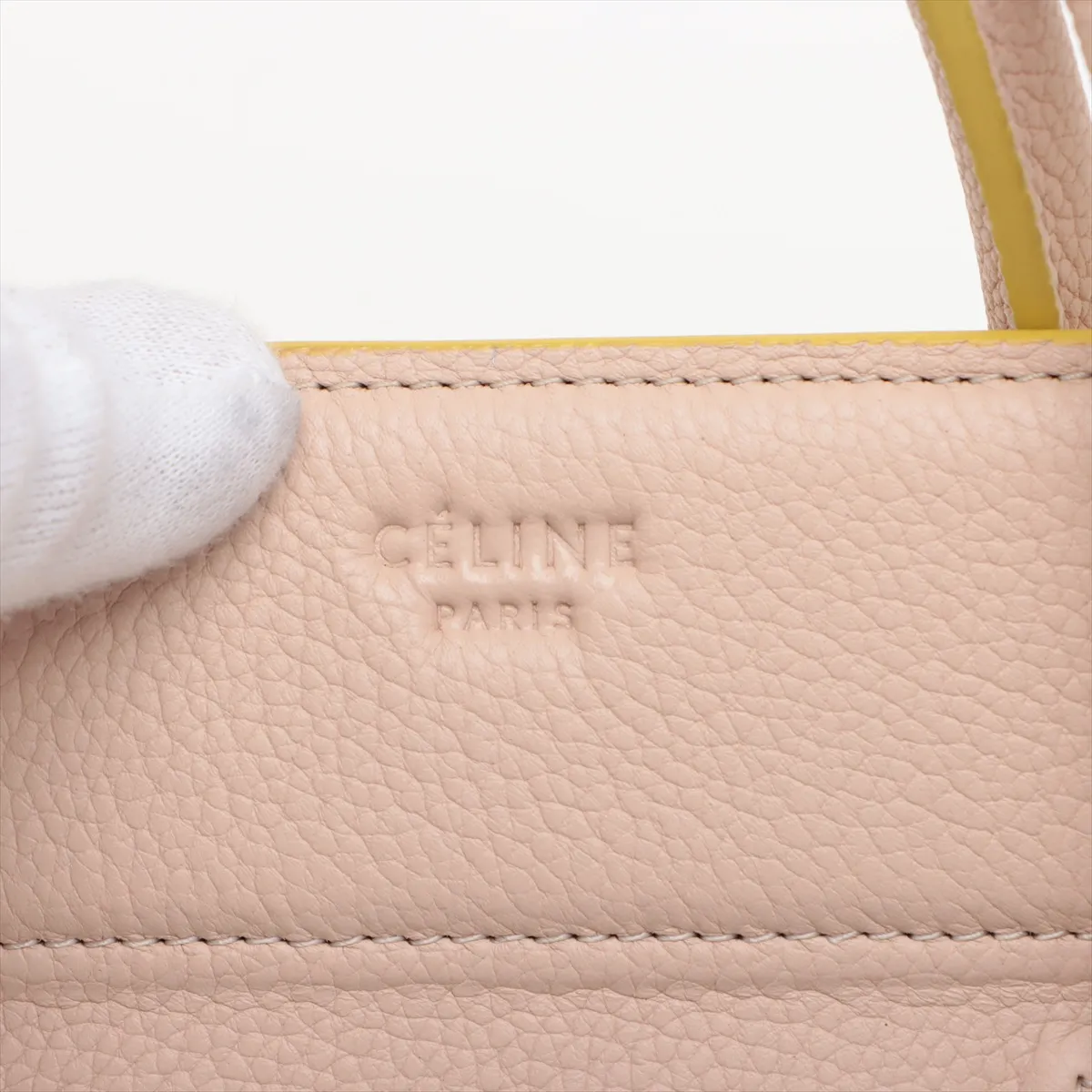 Luggage Phantom Leather Handbag Beige x Yellow — view 10