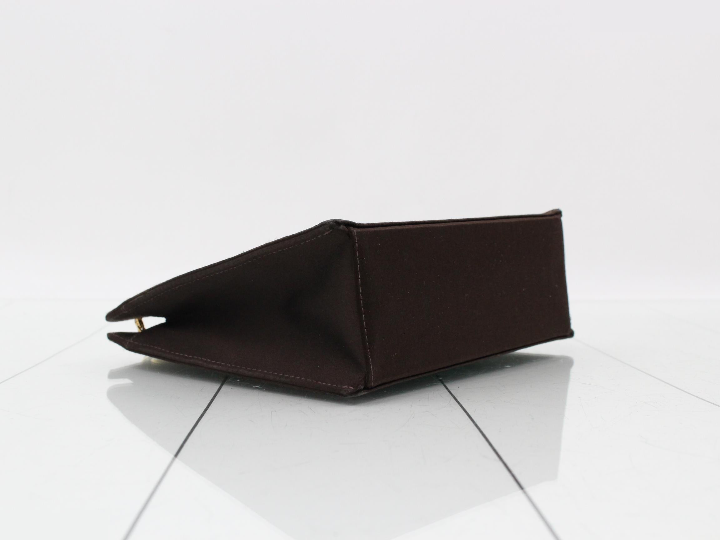 Satin Chain Shoulder Bag, Brown — view 5