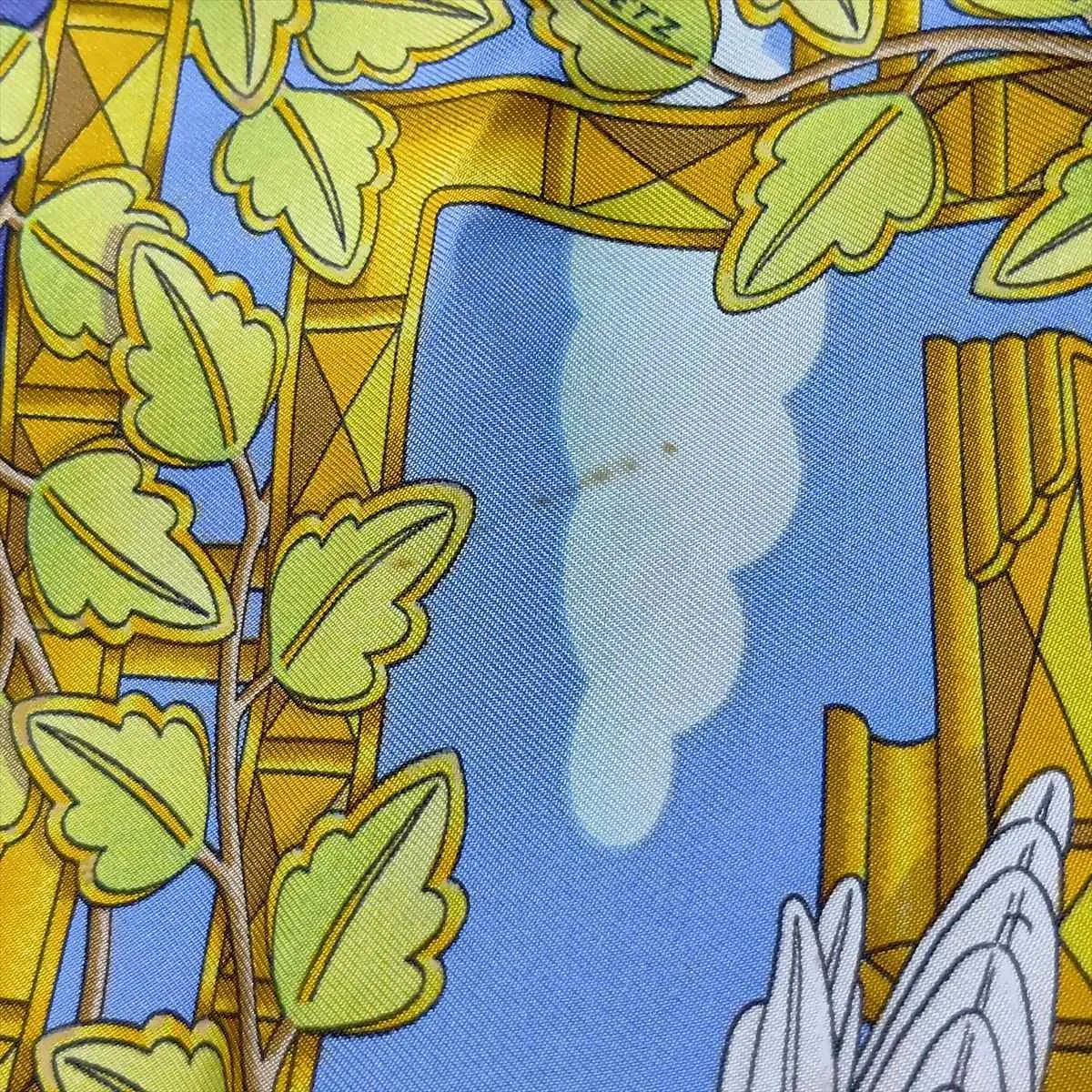 Carre 90 Envol "Flight" Scarf, Silk, Blue, with wear, — view 11