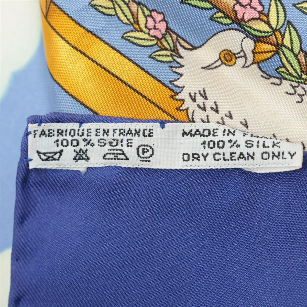 Carre 90 Envol "Flight" Scarf, Silk, Blue, with wear, — view 7