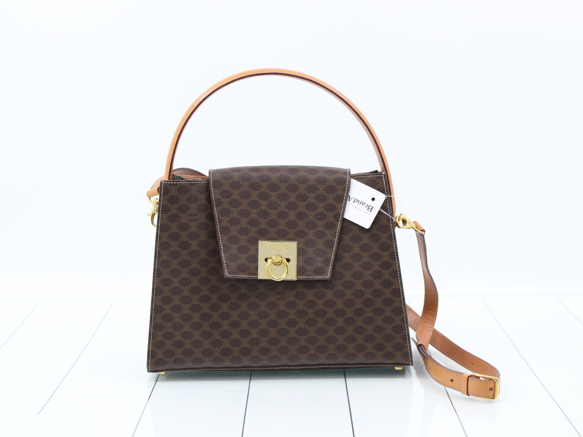 PVC x Leather Macadam 2-Way Handbag, Brown, Gold Hardware