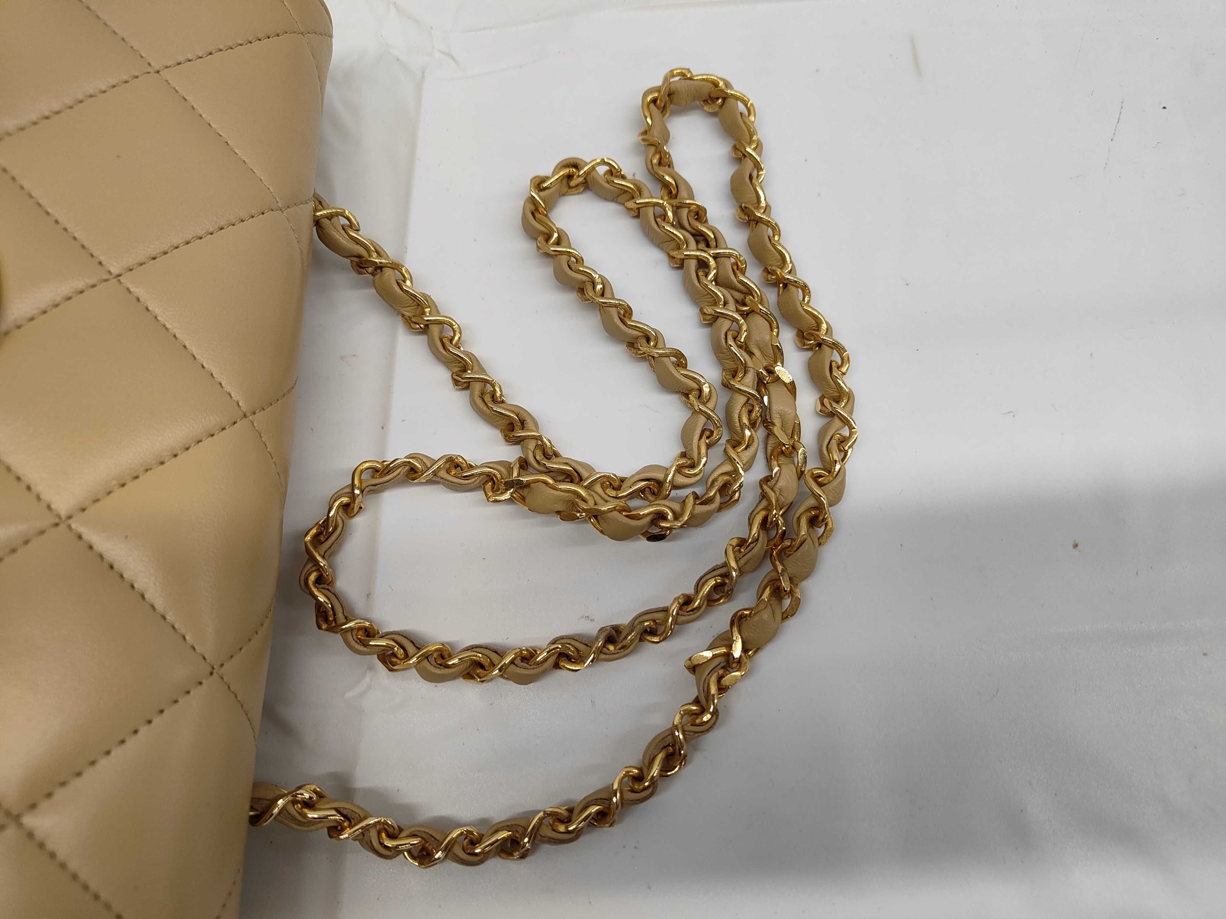 Matelassé Coco Mark Chain Shoulder Bag, Beige Shoulder Bag — view 3