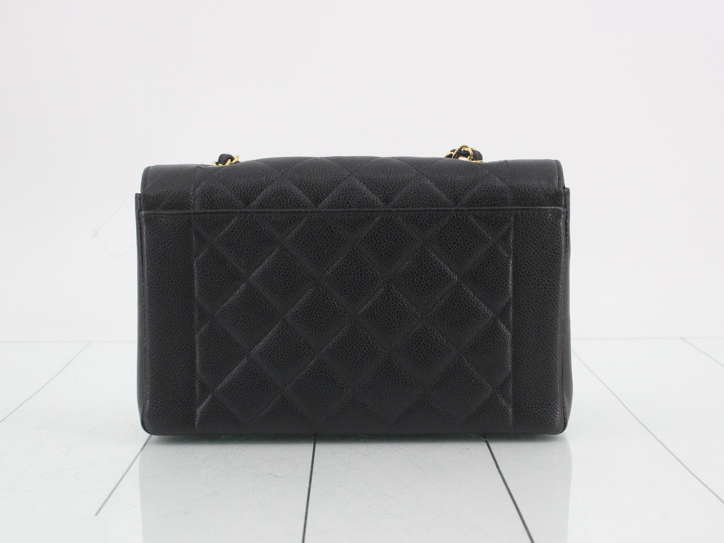 Diana Caviar Chain Shoulder Bag - Black — view 2