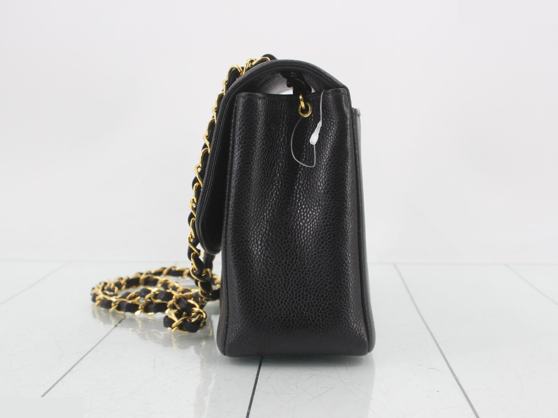 Diana Caviar Chain Shoulder Bag - Black — view 3